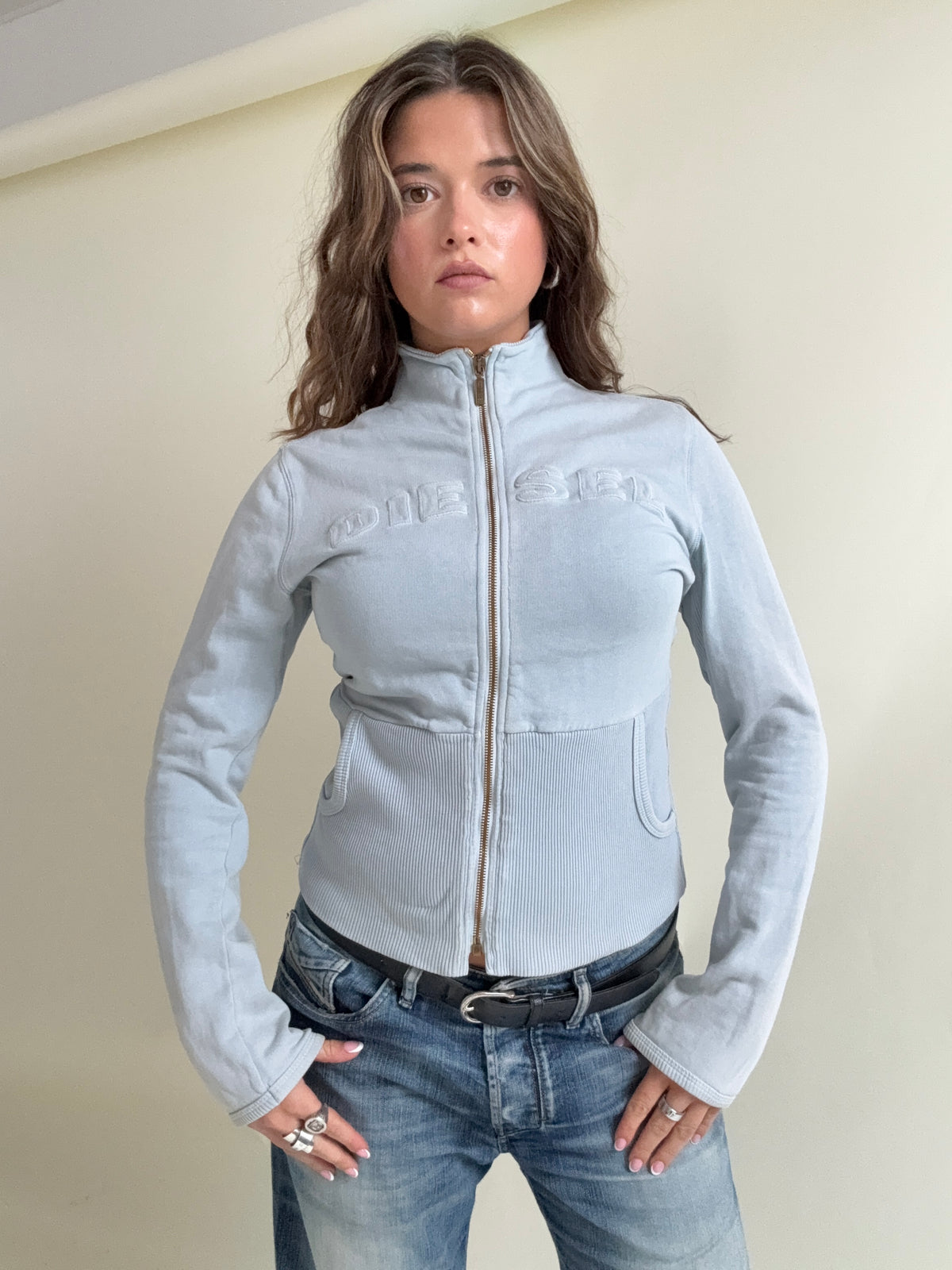 Diesel Baby Blue Zip Jumper (S)