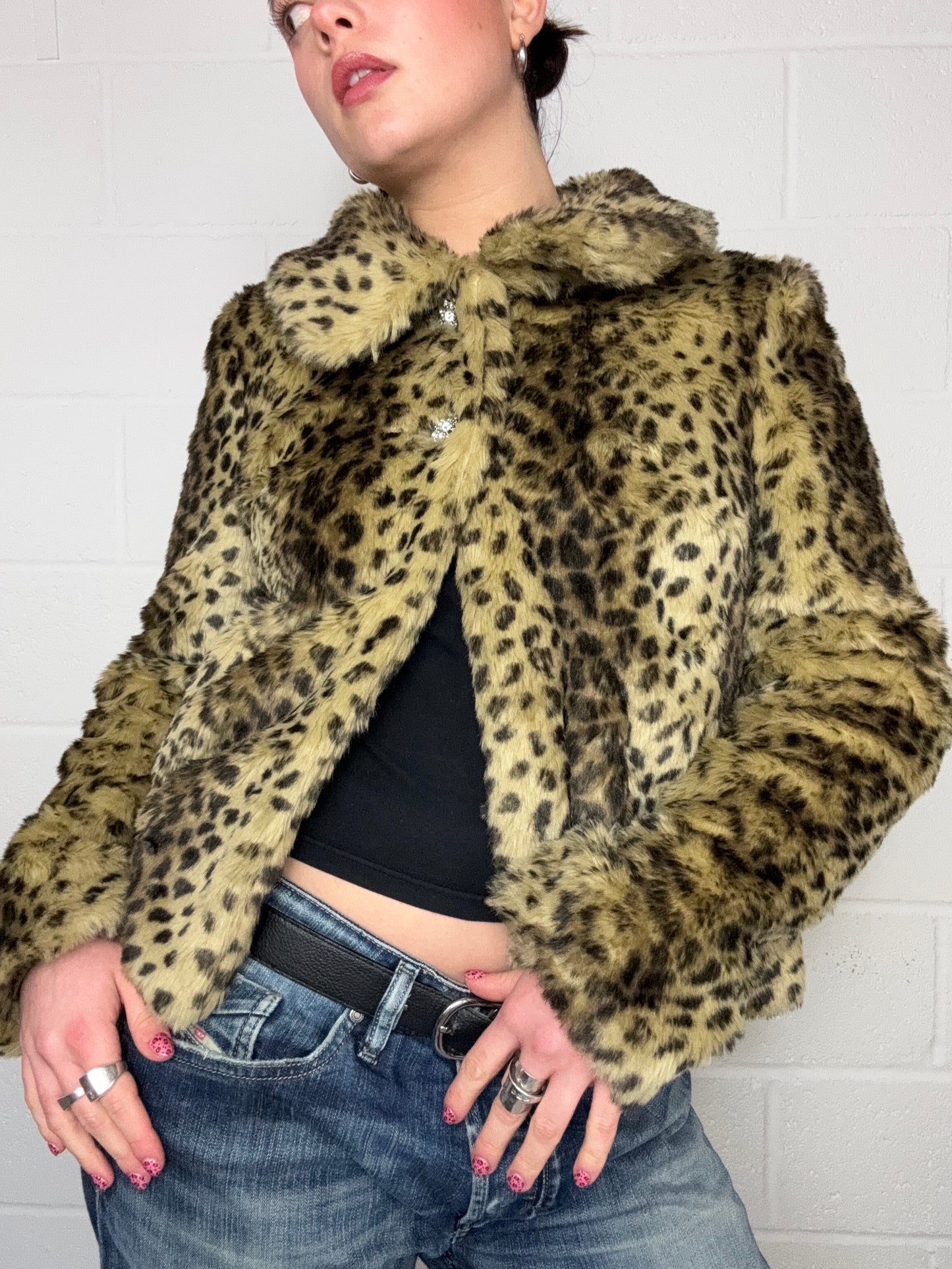 Leopard Faux Fur Jacket (UK10)