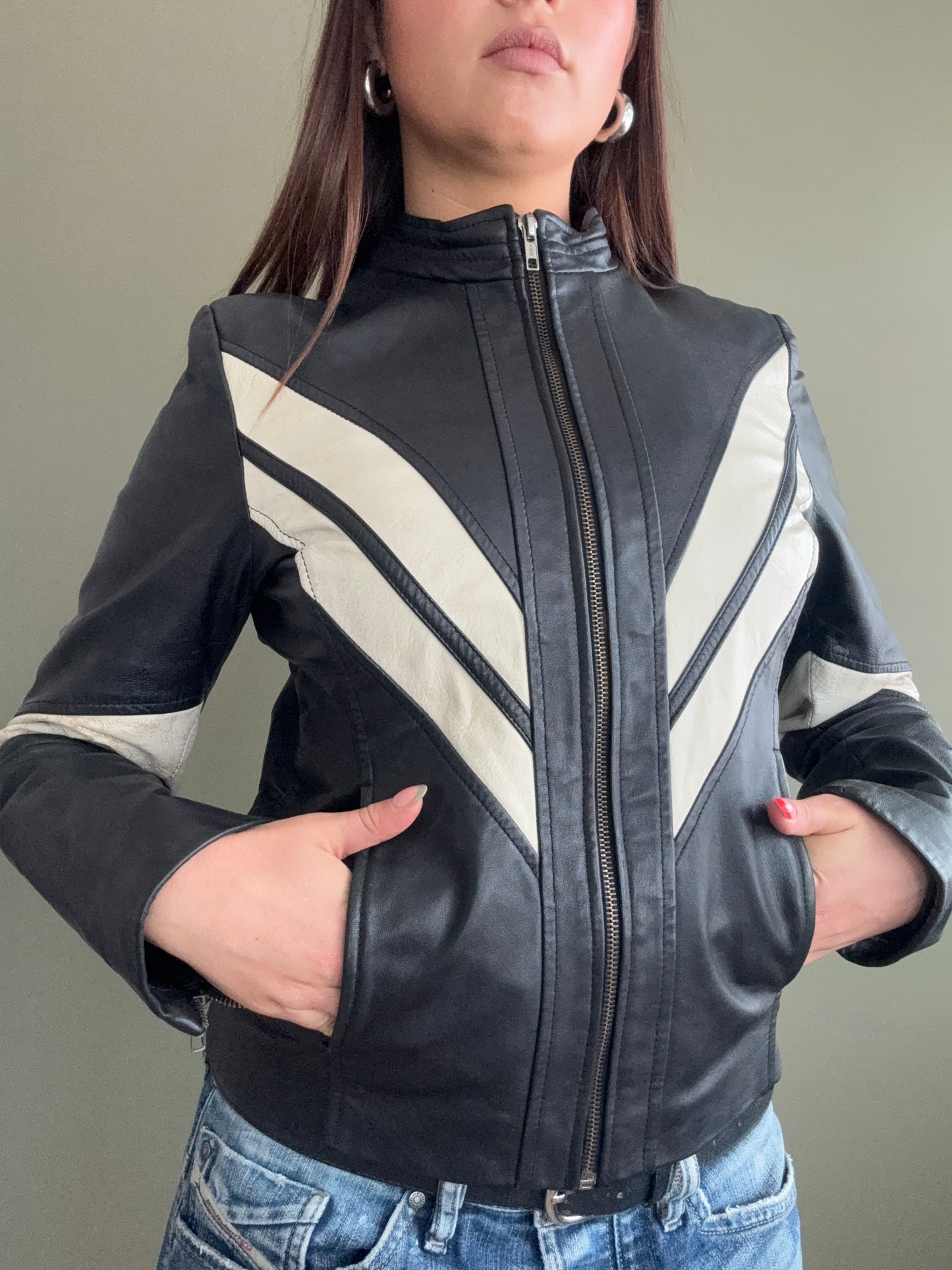 Leather Biker Jacket (M)