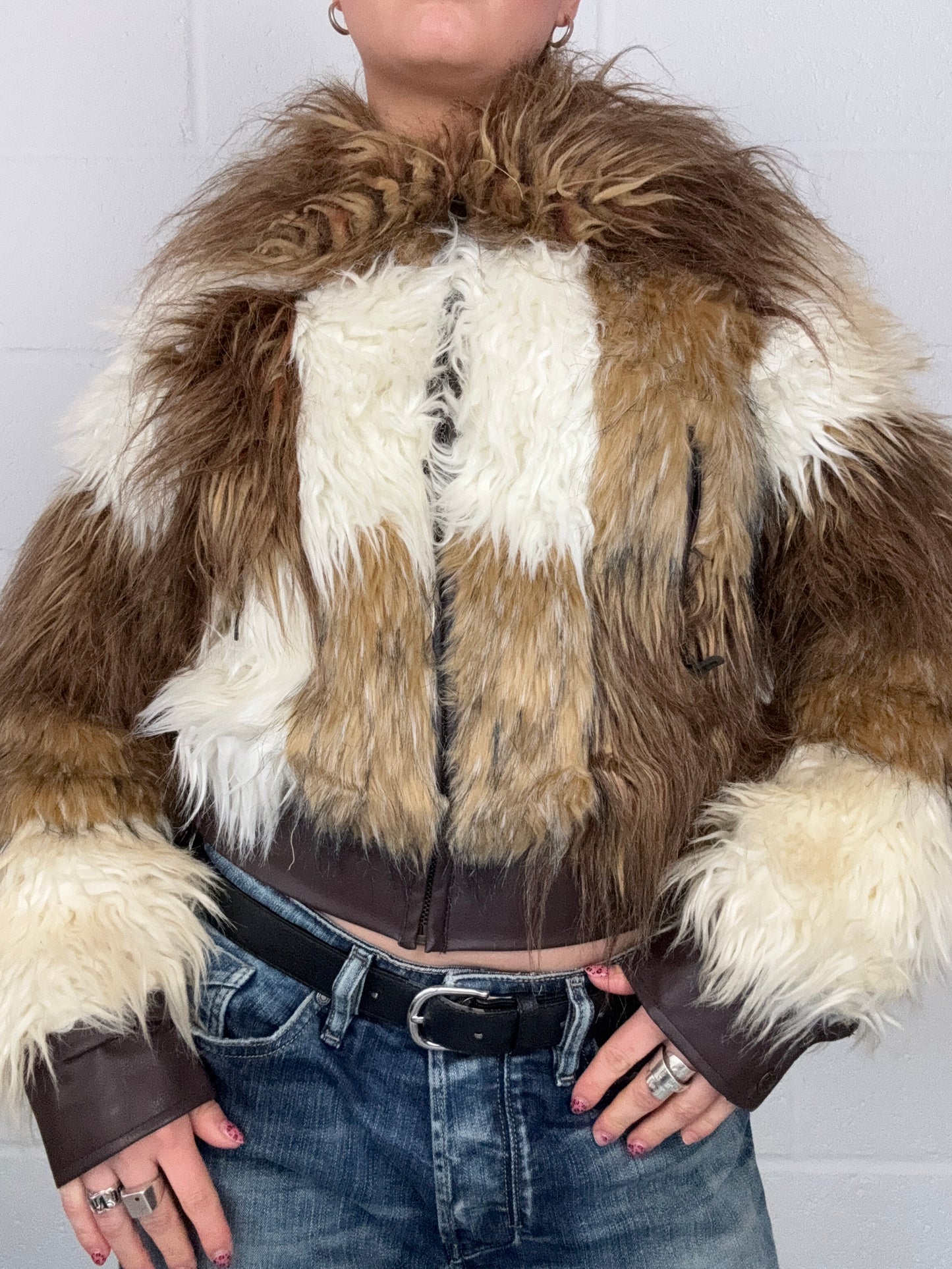 Hooch Faux Fur Patchwork Jacket (UK10)