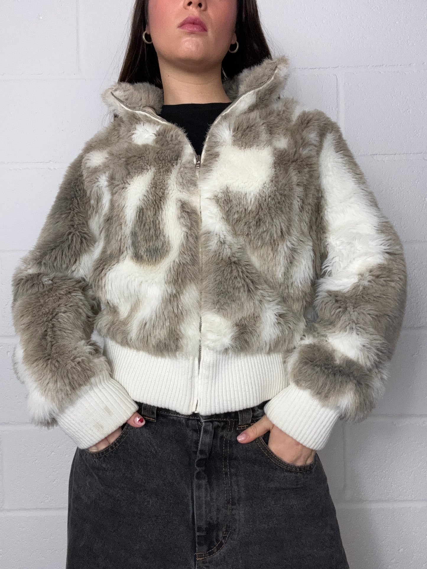 Faux Fur Bomber Jacket (UK10)