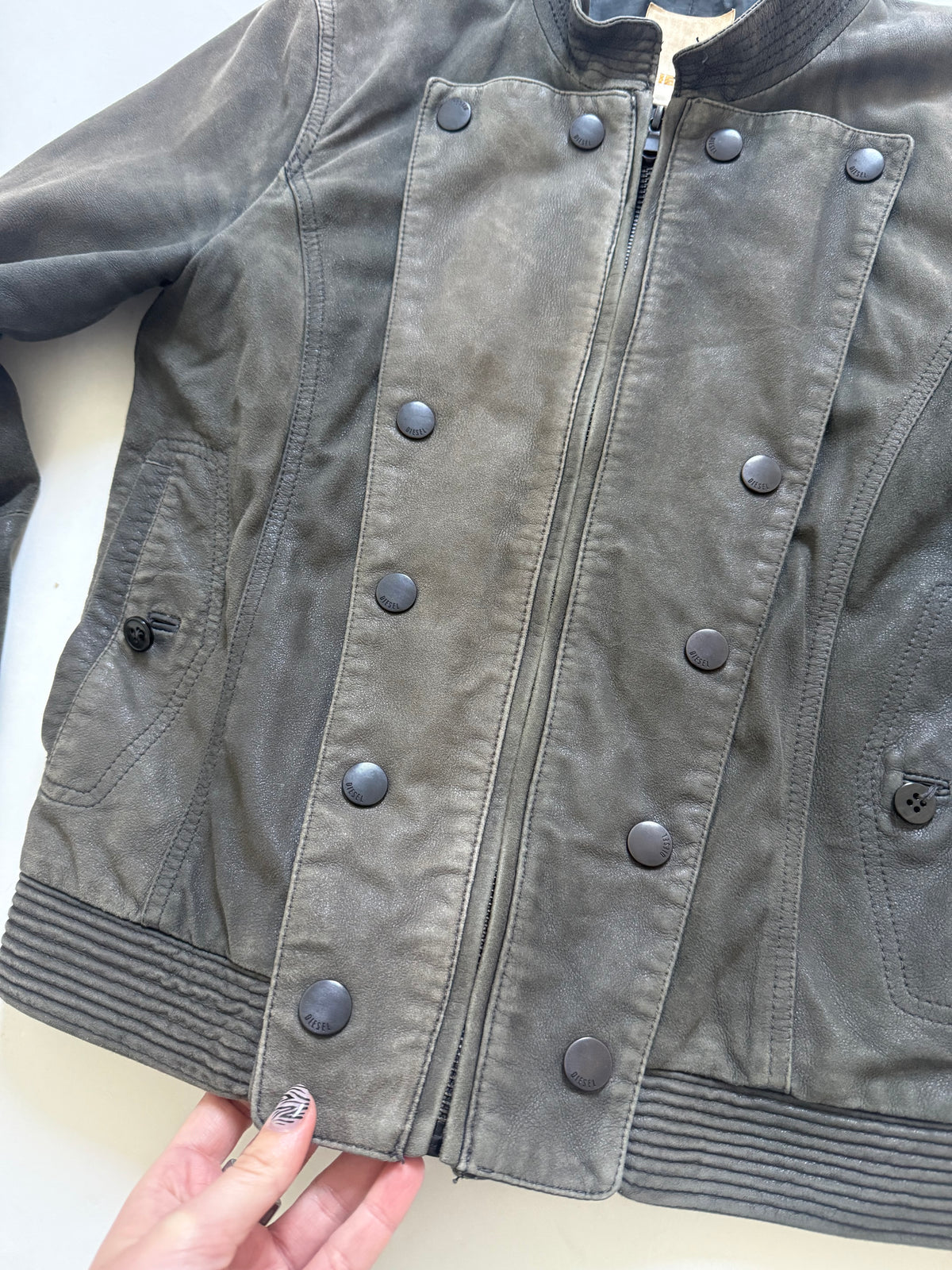 Vintage Diesel Leather Military Jacket (S)