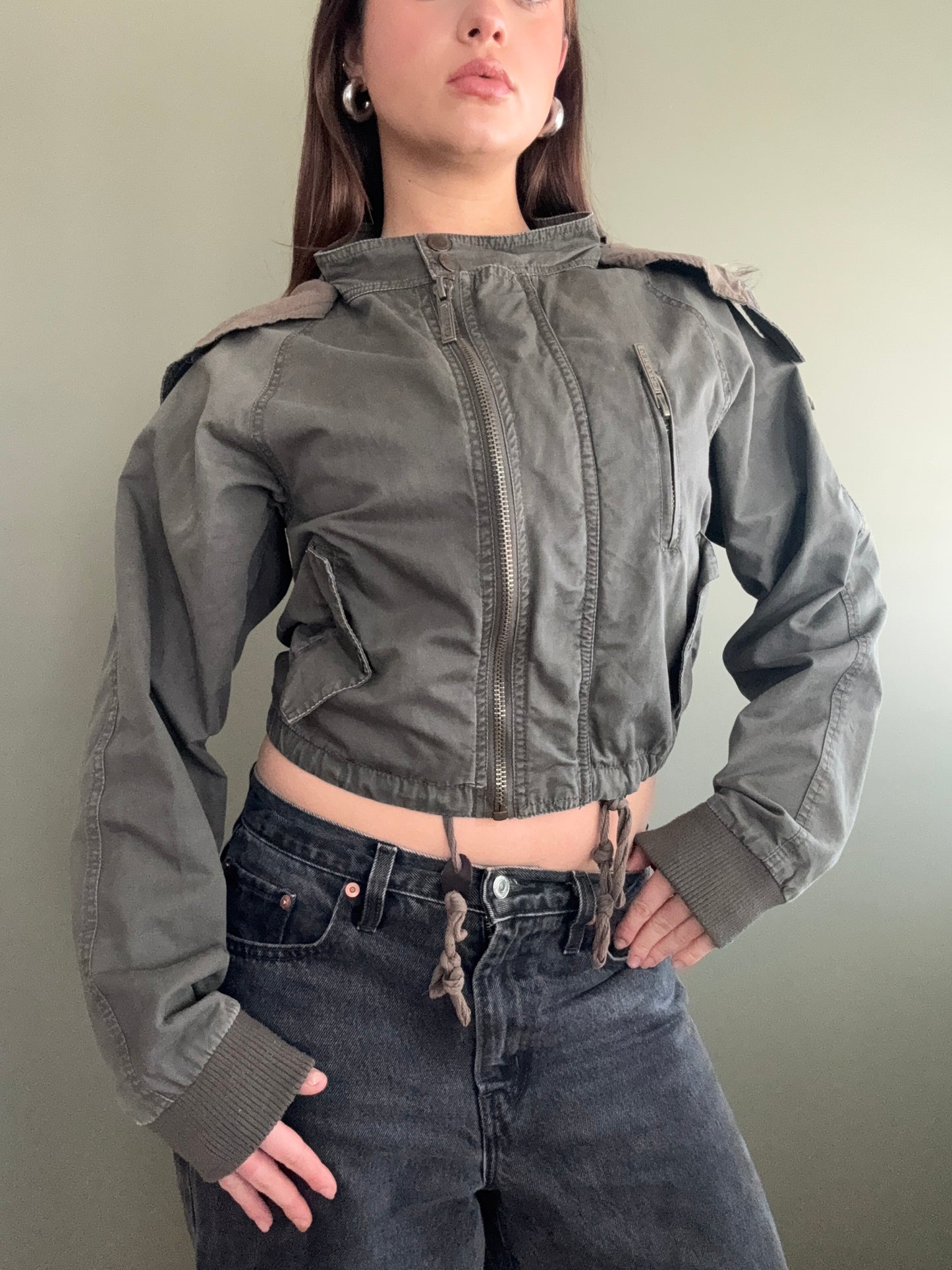 Khaki Bomber Jacket (UK6)