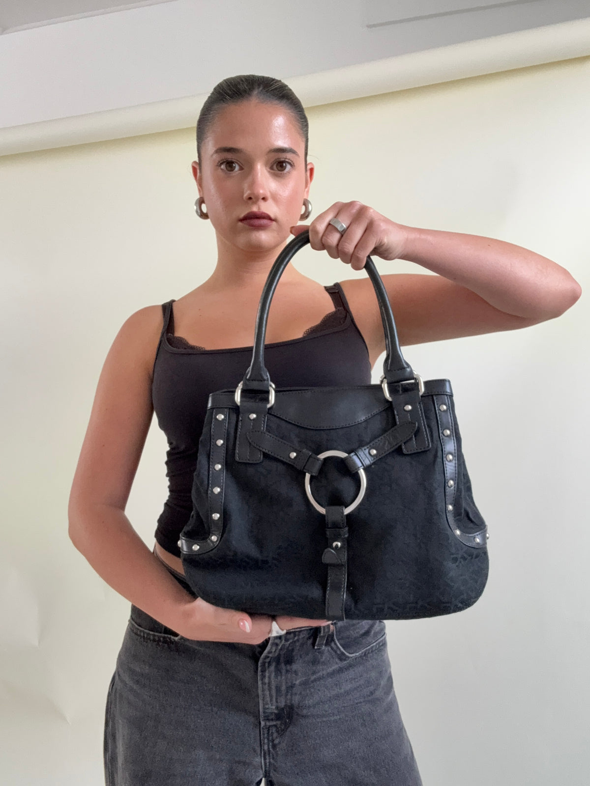 DKNY Monogram Studded Handbag