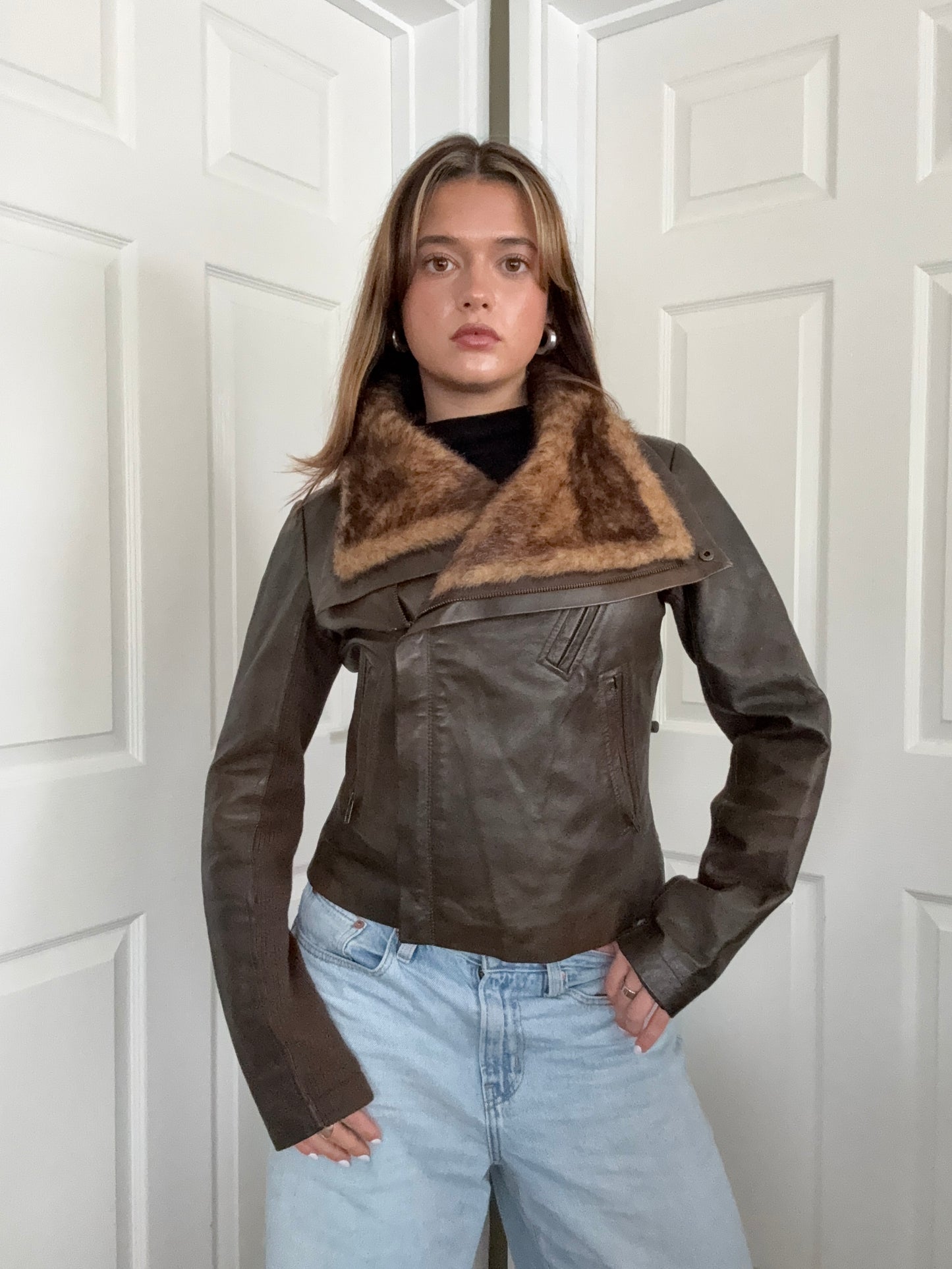 Morgan De Toi Leather Asymmetric Jacket (S)