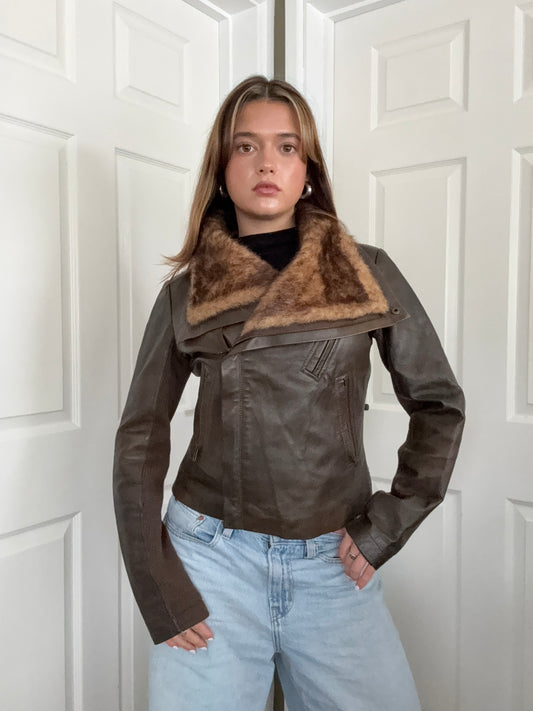 Morgan De Toi Leather Asymmetric Jacket (S)