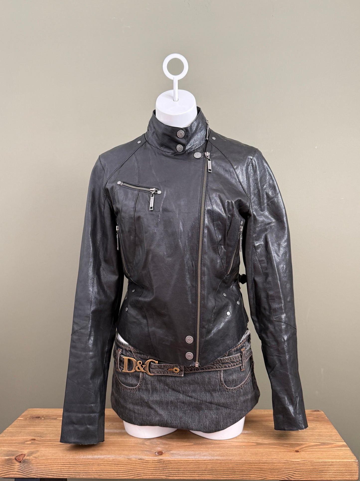 Leather Biker Jacket (UK14)