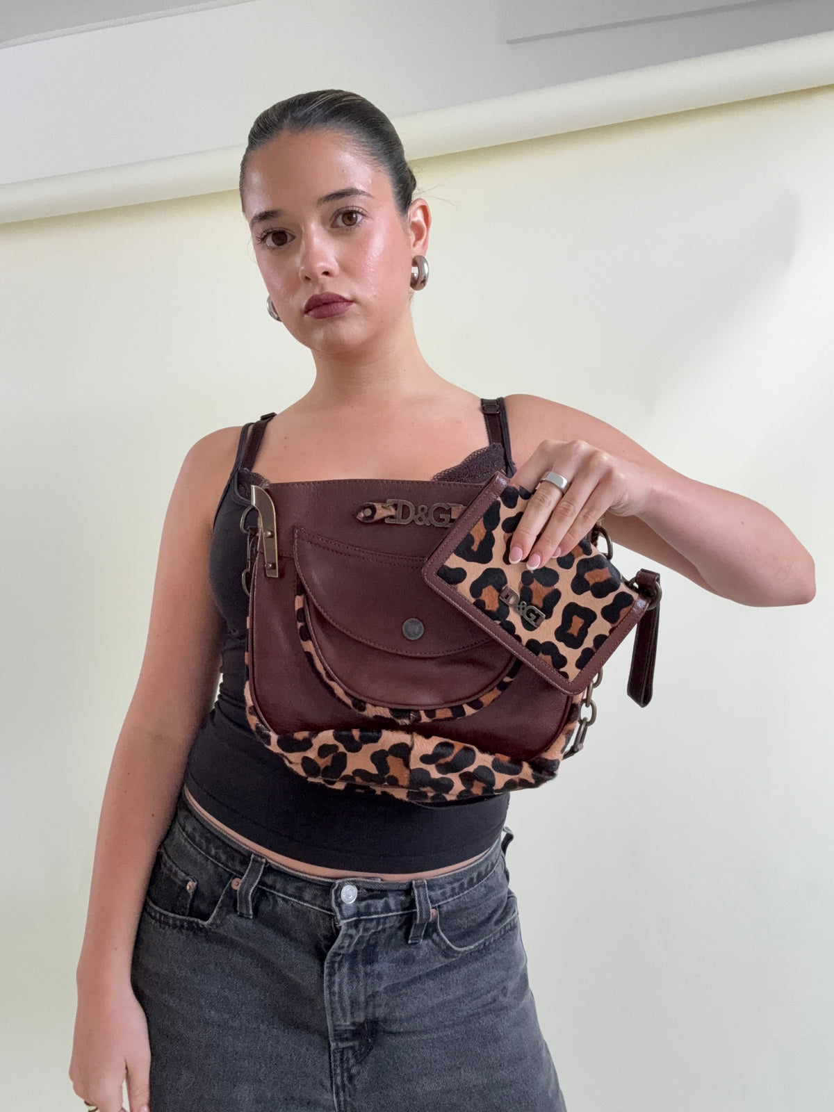 Dolce & Gabbana Leopard Leather Shoulder Bag & Purse