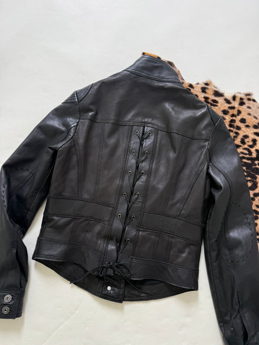 Vintage Leather Corset Jacket (UK14)