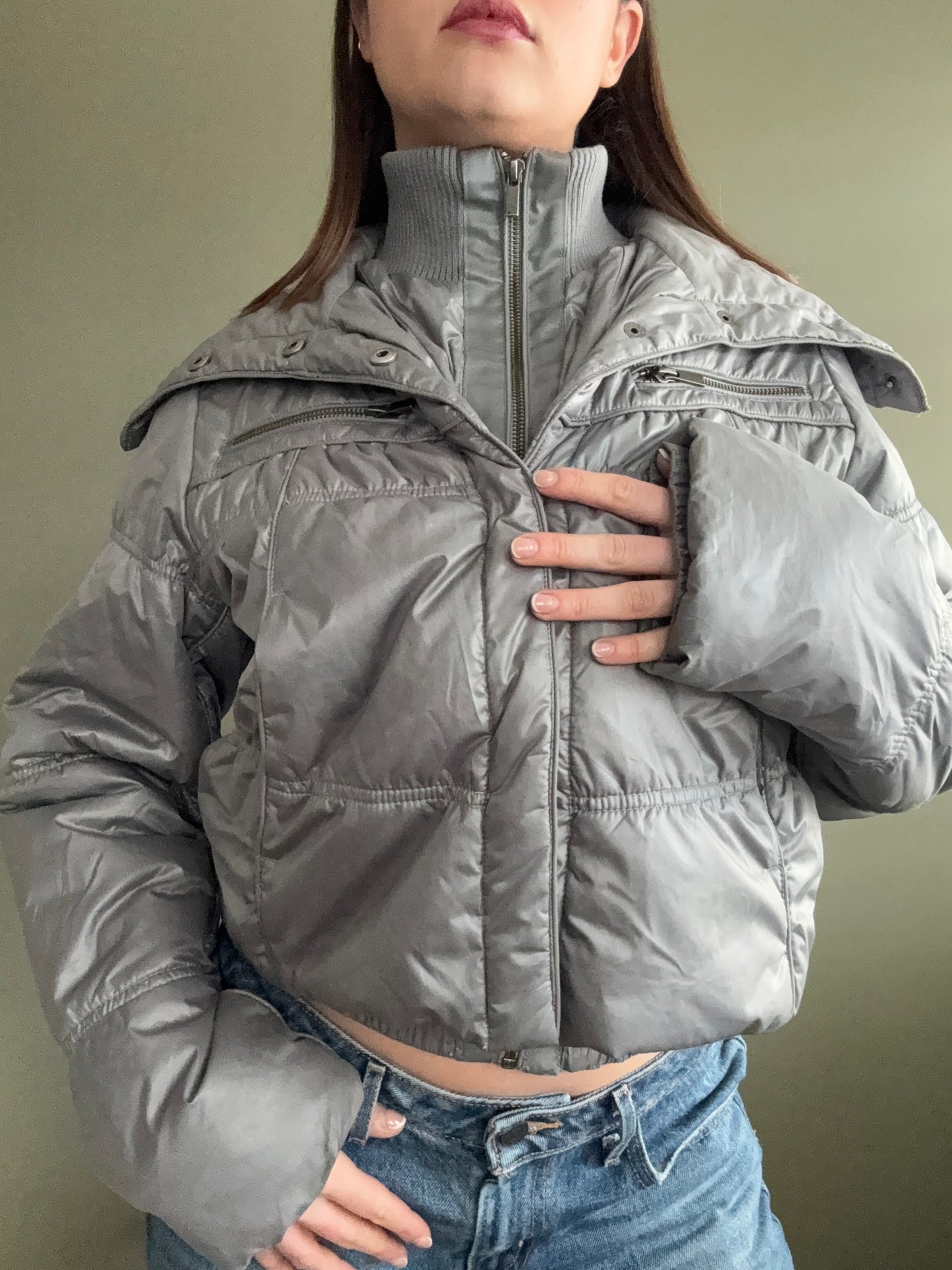 Silver Puffer Jacket (UK10)