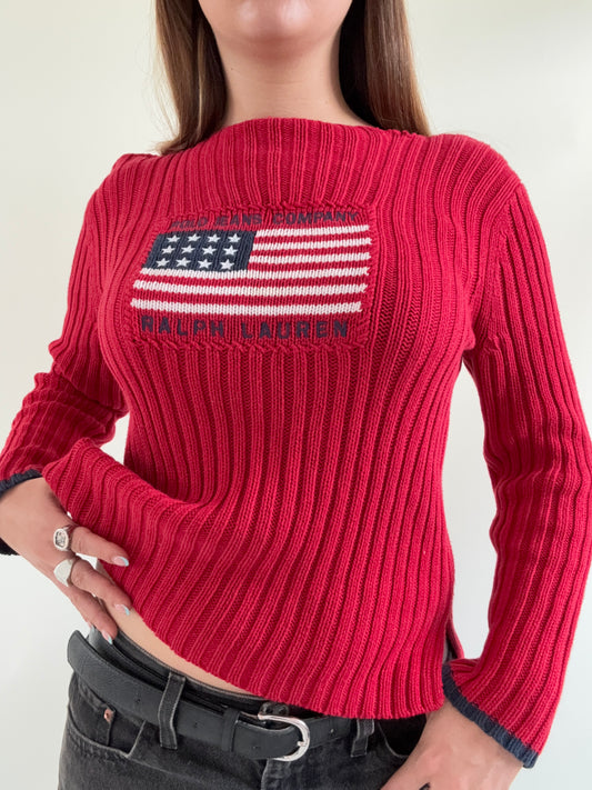 Ralph Lauren Knitted Flag Jumper (M)