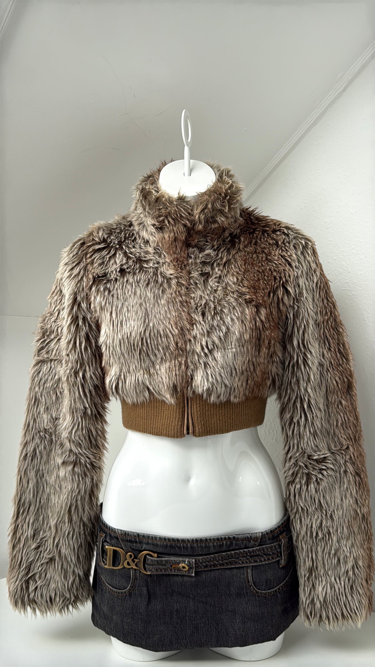 Cropped Faux Fur Jacket (UK10)
