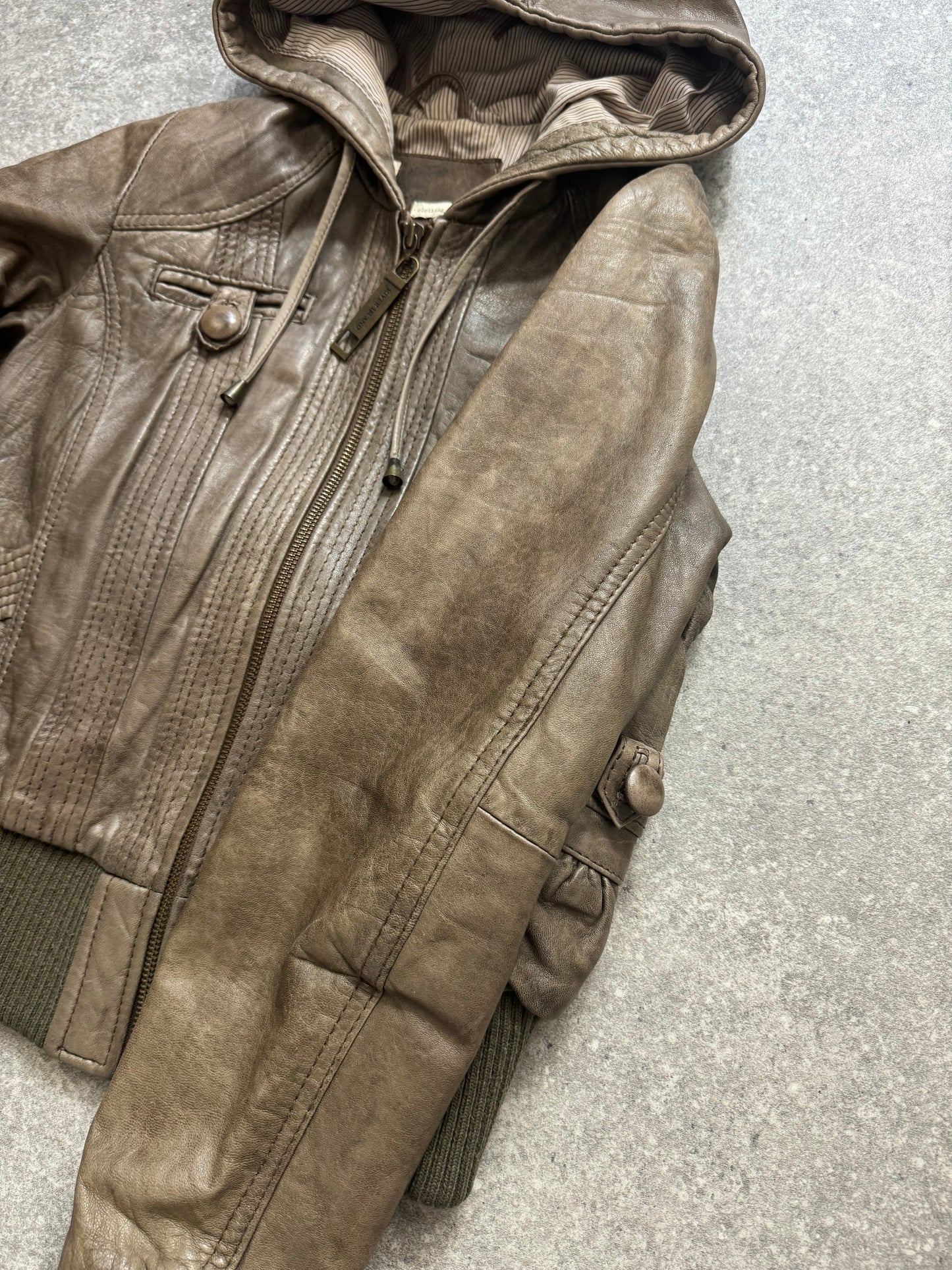 Leather Hooded Jacket (UK10)