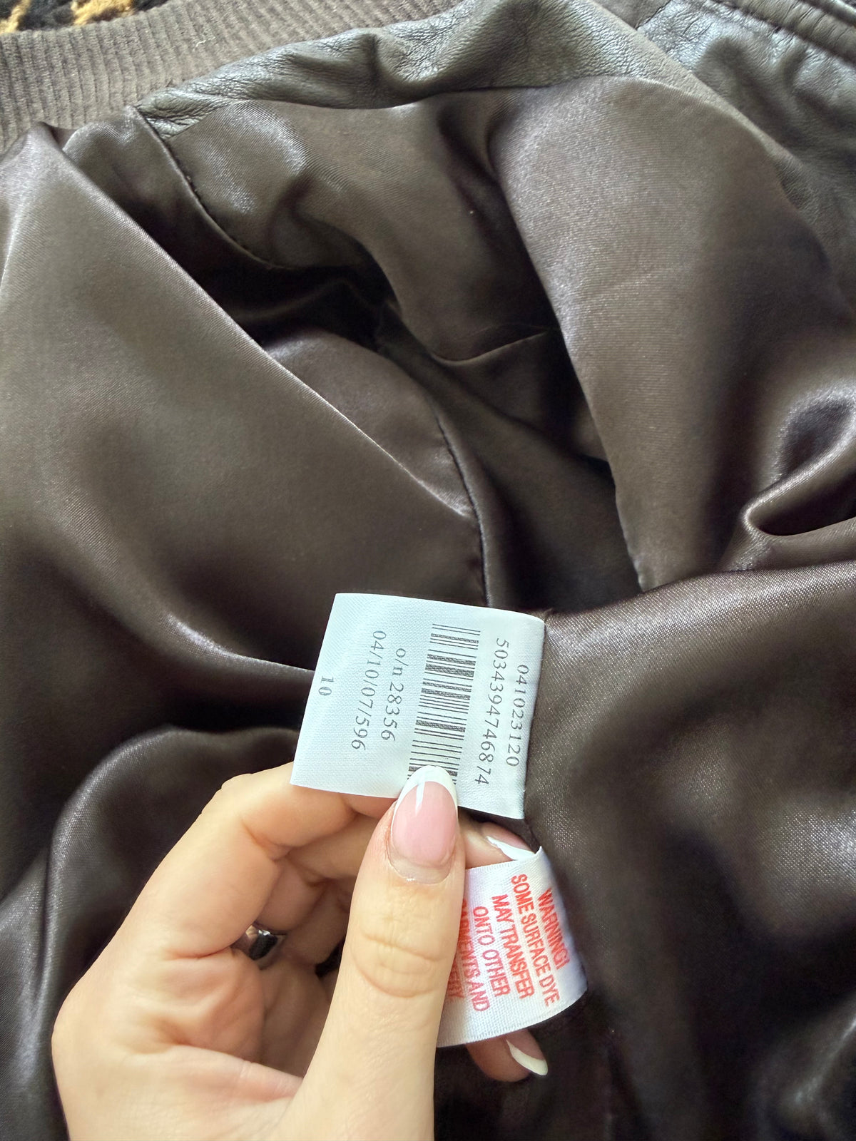 Jane Norman Leather Bomber Jacket (UK10)