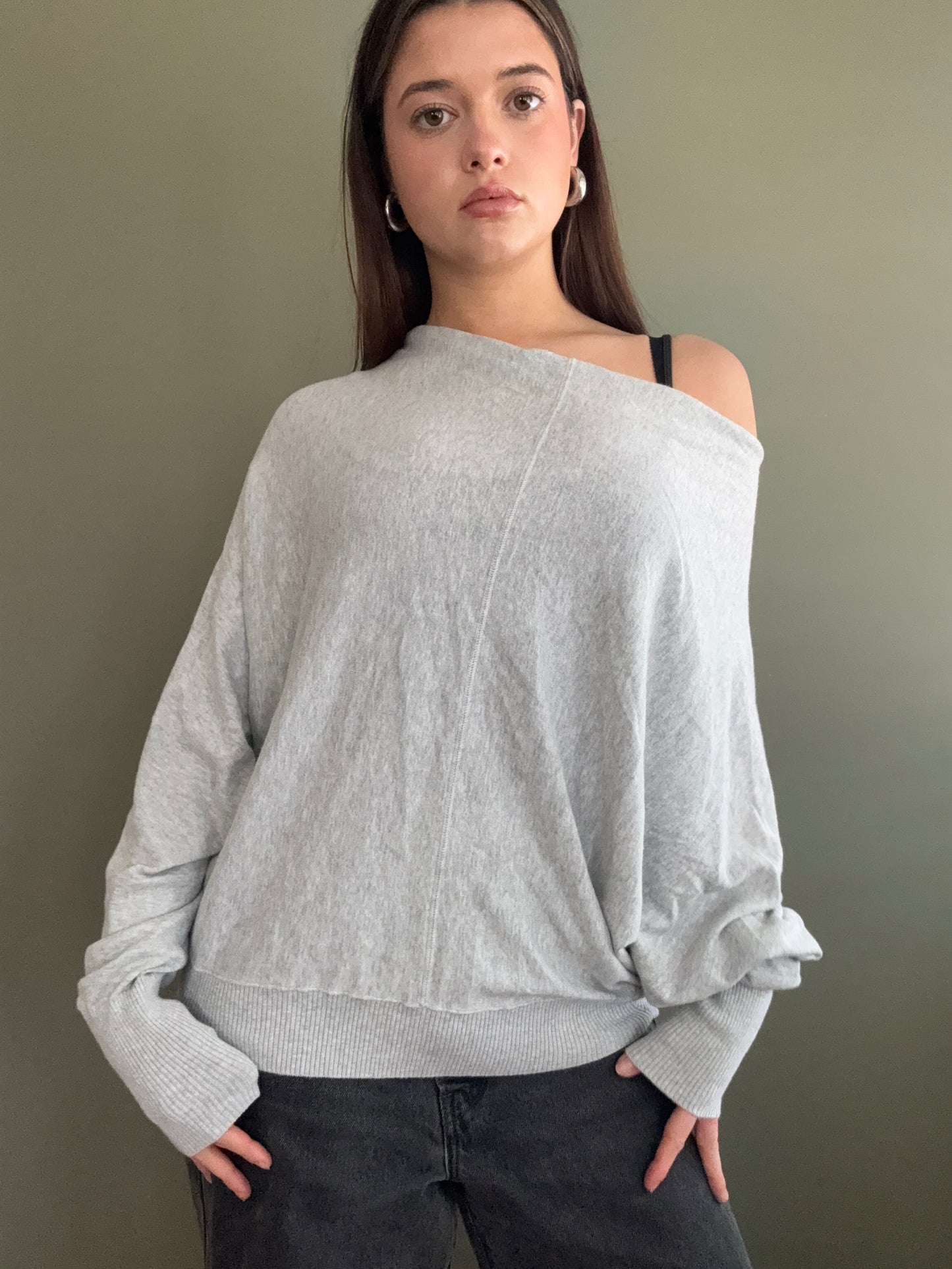 Allsaints Grey Batwing Button Up Jumper (UK10)