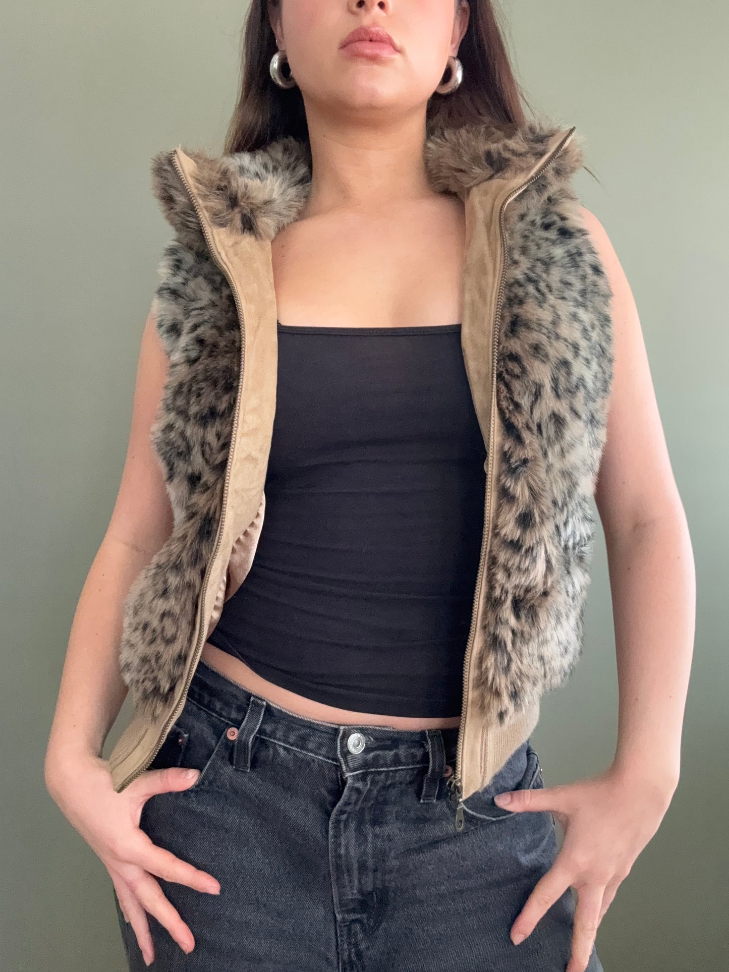 Faux Fur Leopard Gilet (UK10)