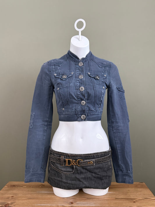Cropped Y2K Distressed Jacket (UK8)