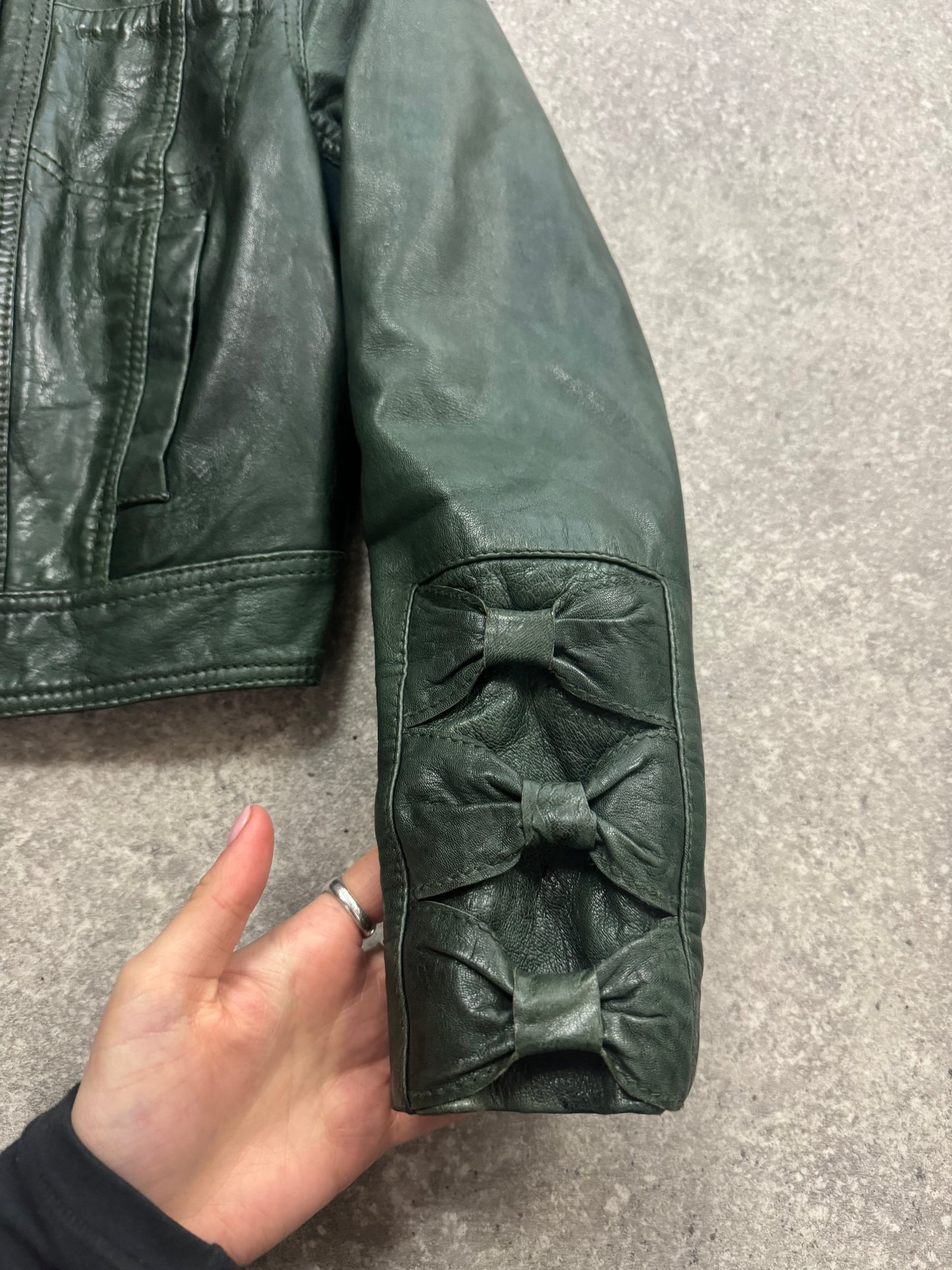 Vintage Green Leather Jacket (UK8)