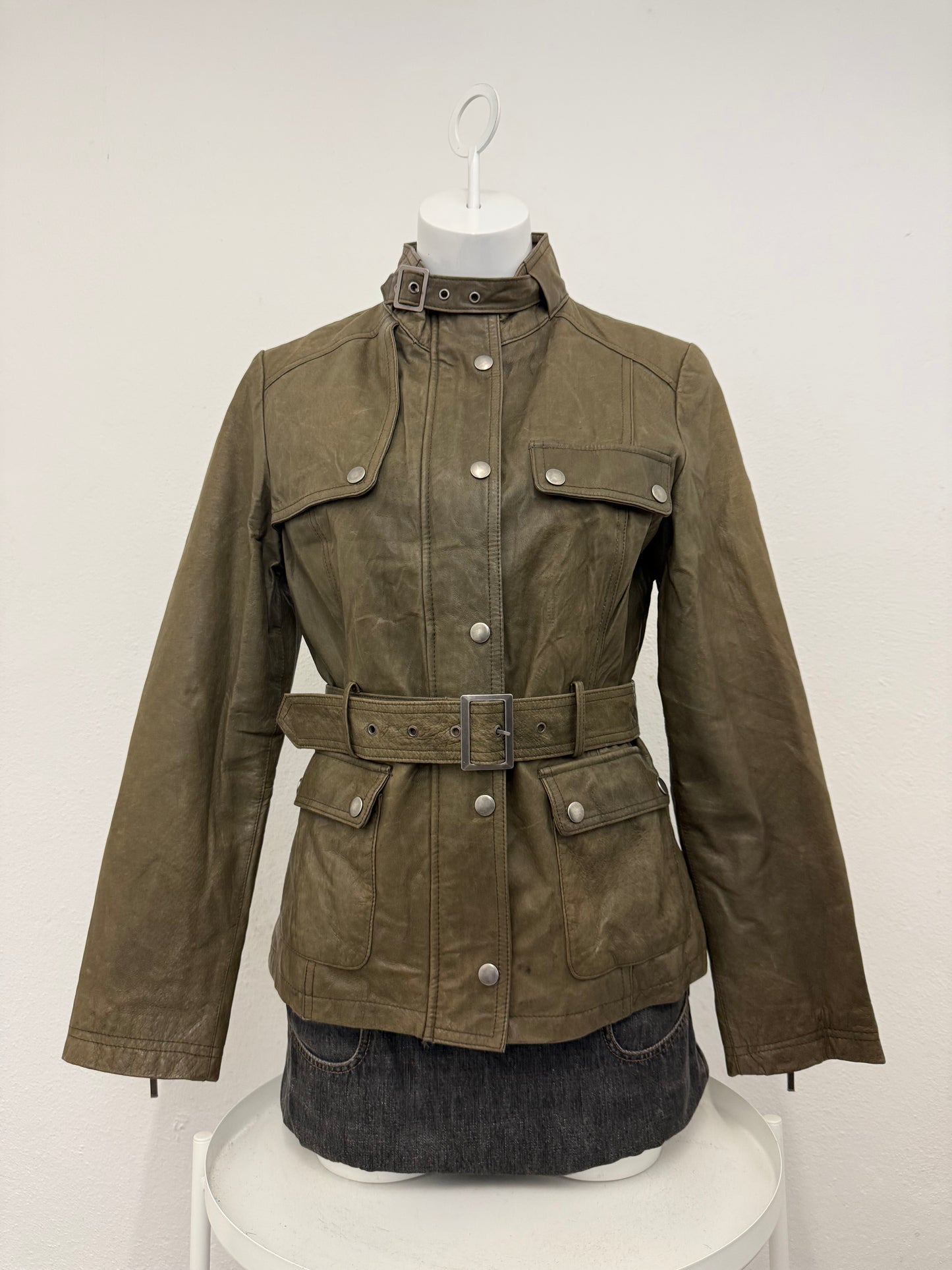 Khaki Leather Jacket (UK12)