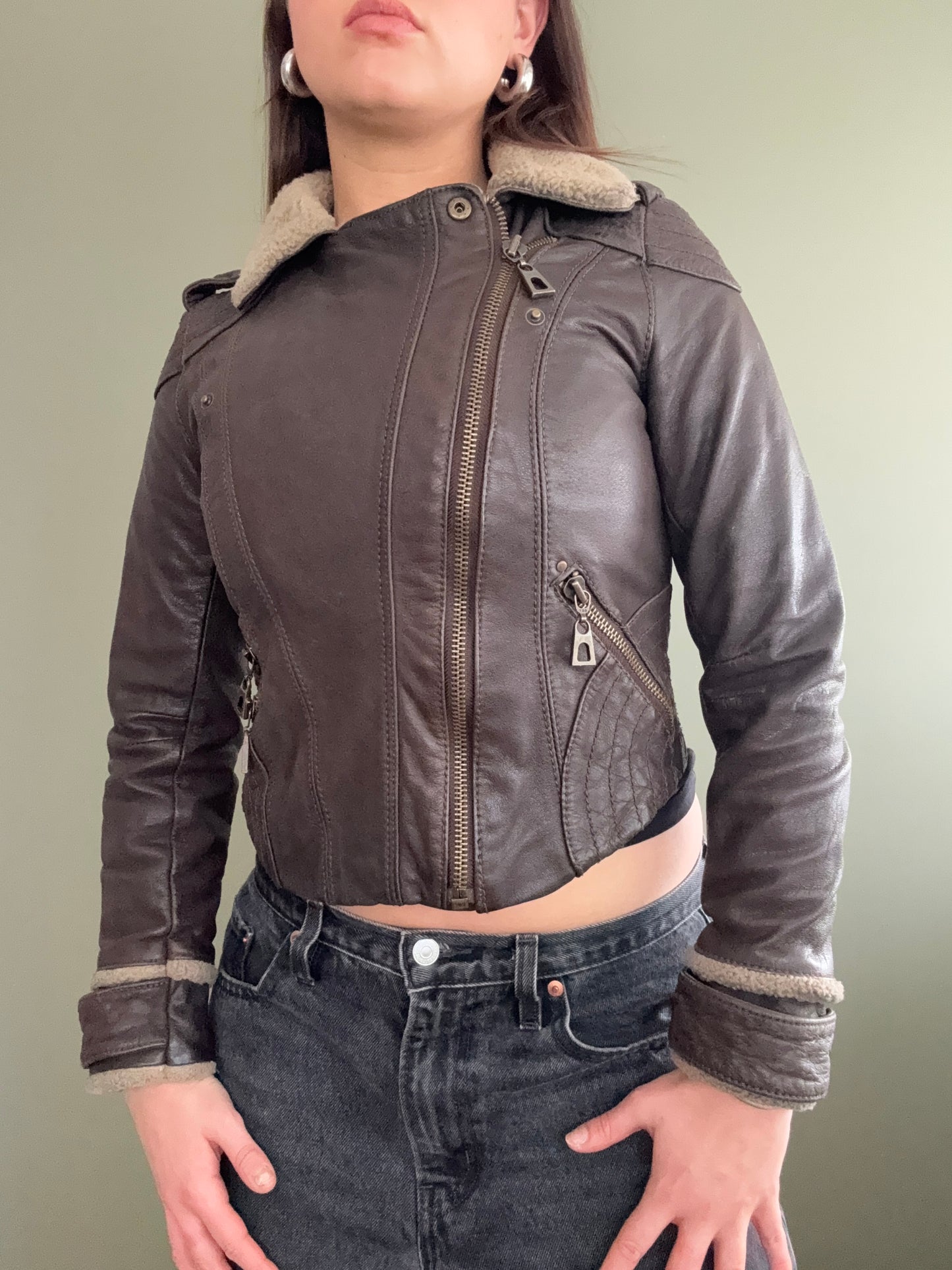 Leather Aviator Jacket (UK6)