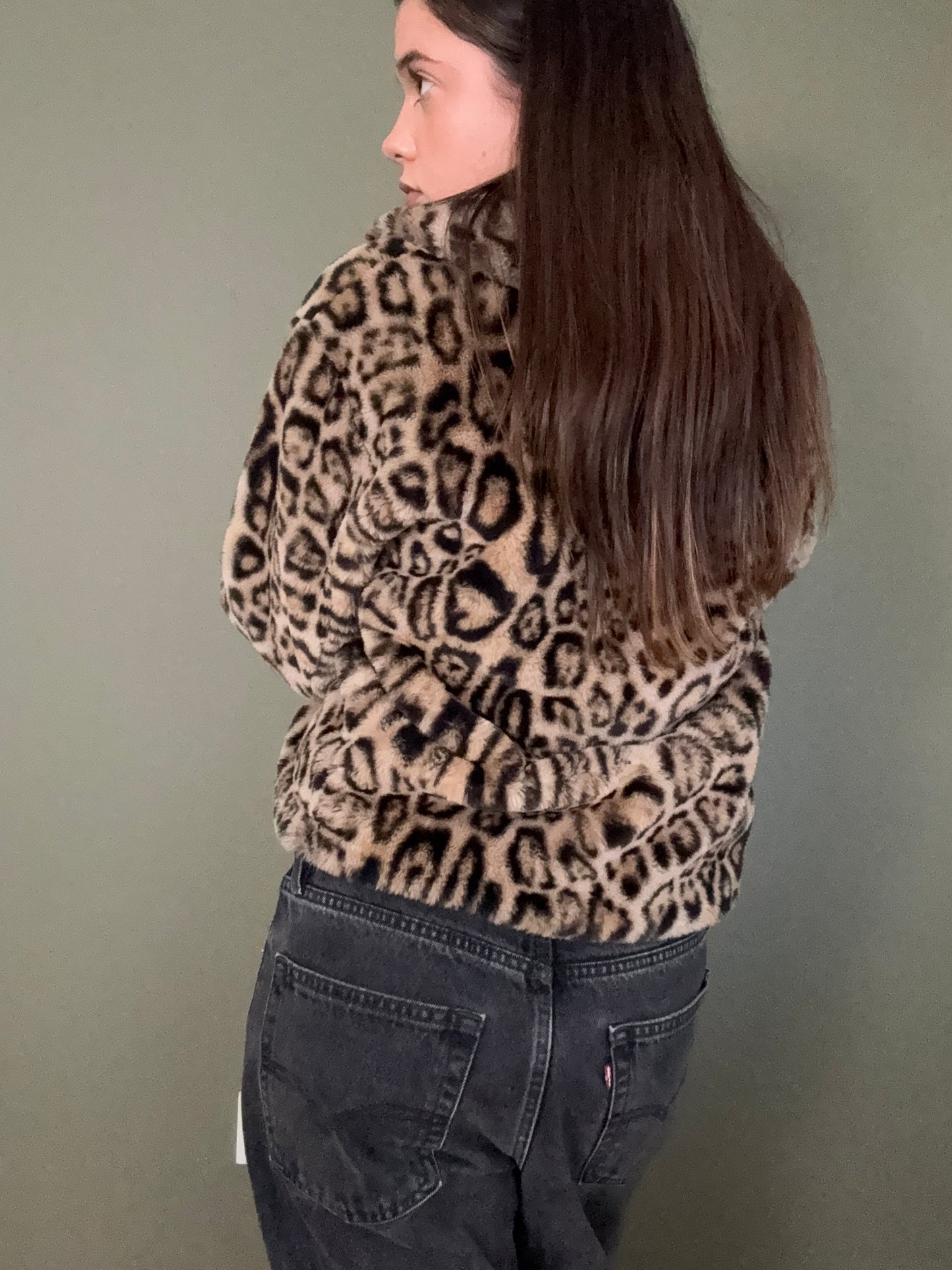 Leopard Faux Fur Jacket (S)