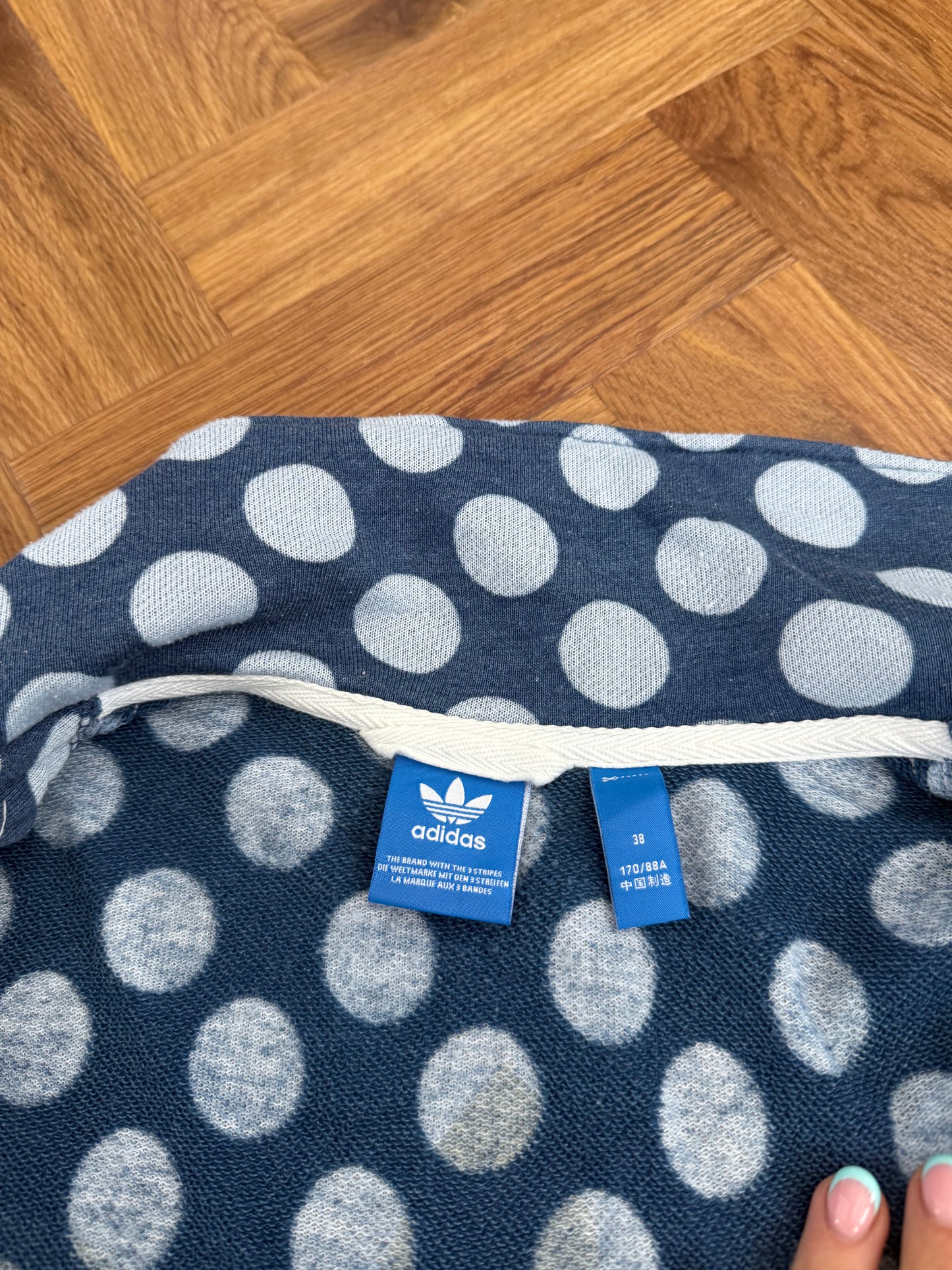 Blue Adidas Polka Dot Zip Jumper (S)