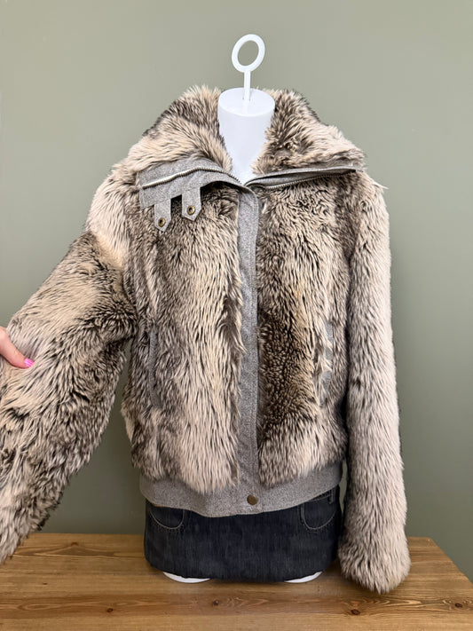 Faux Fur Bomber Jacket (UK16)