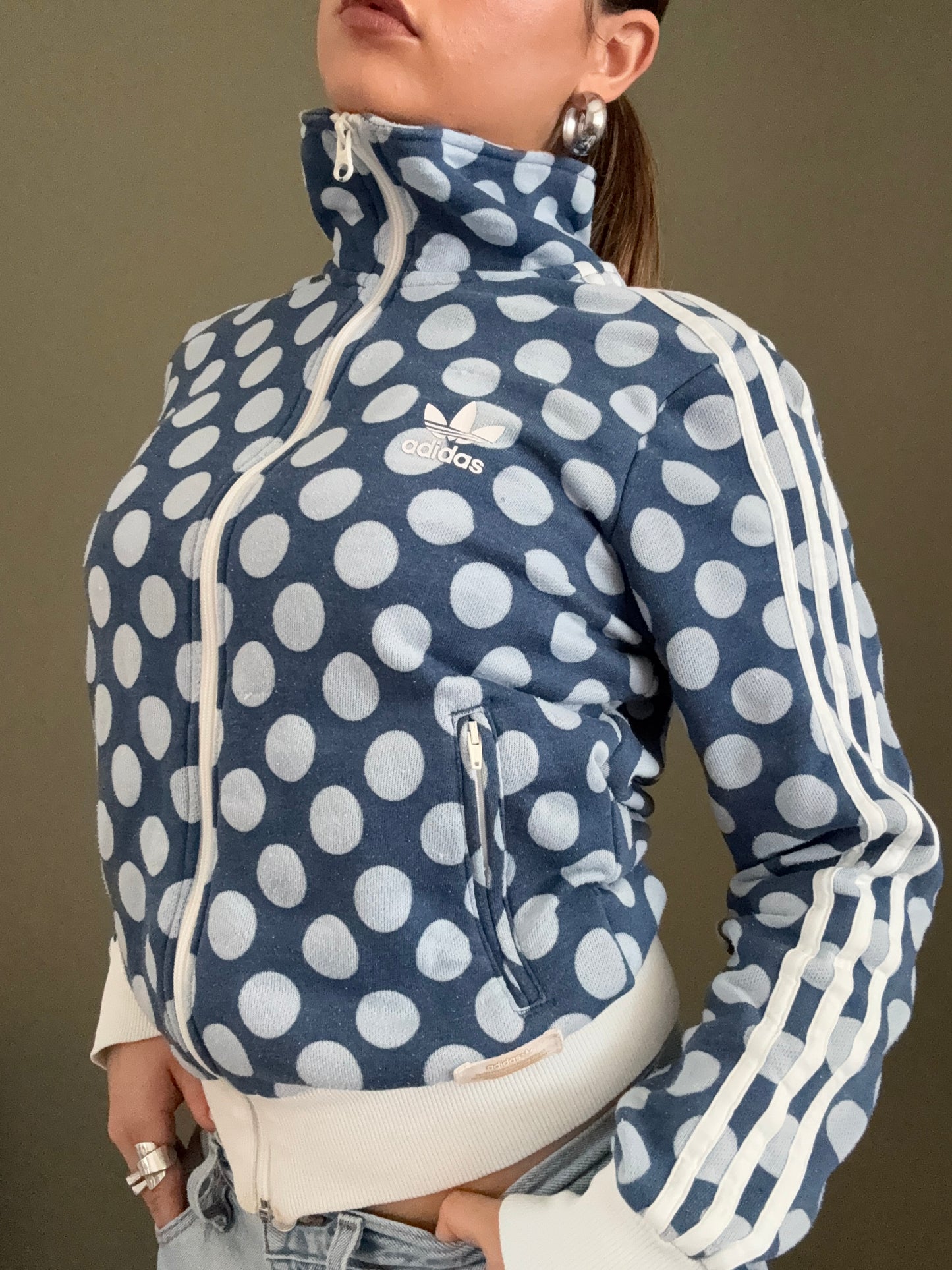 Blue Adidas Polka Dot Zip Jumper (S)