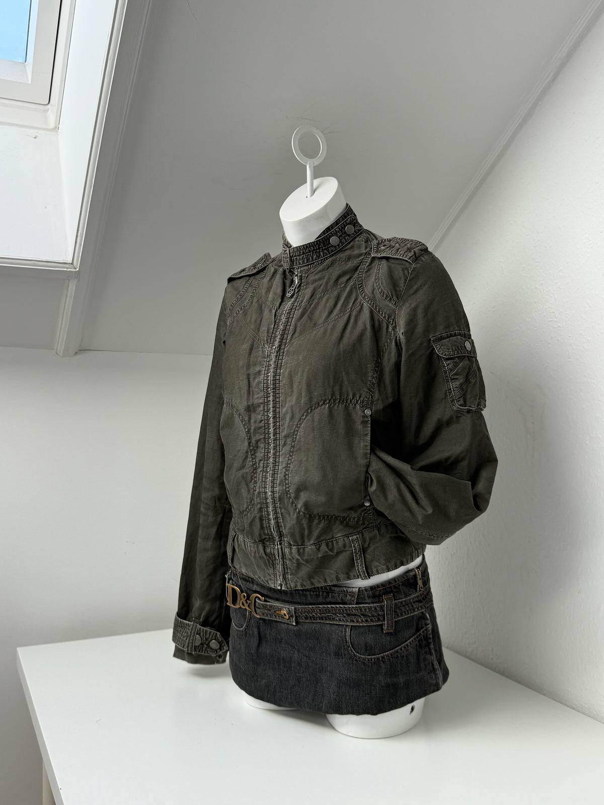 Diesel Khaki Vintage Biker Jacket (M)
