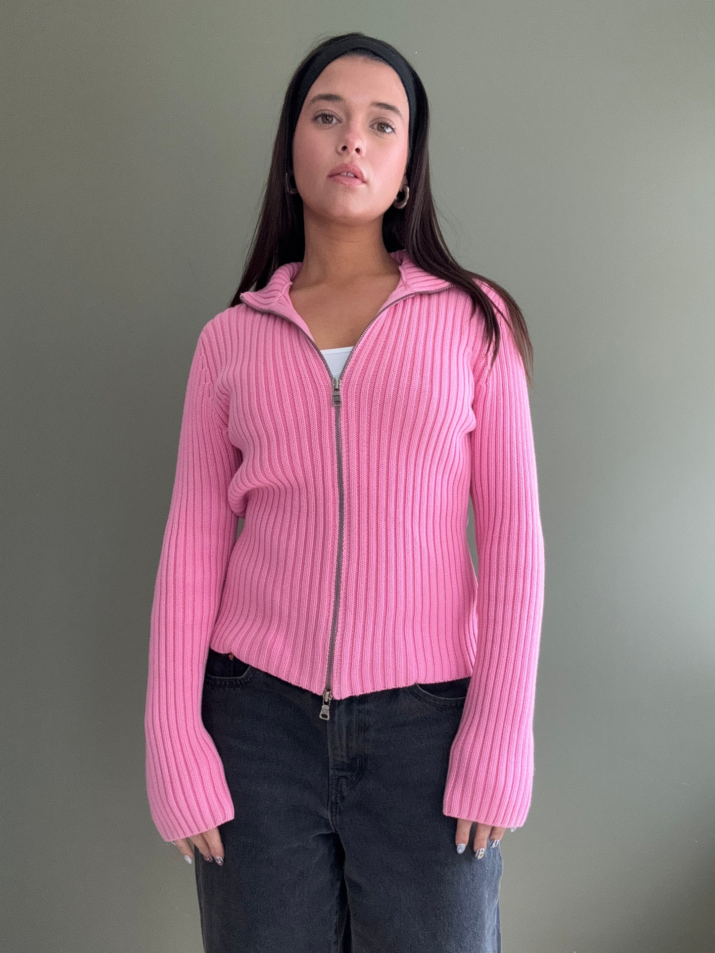 Pink Ralph Lauren Double Zip Jumper (M)