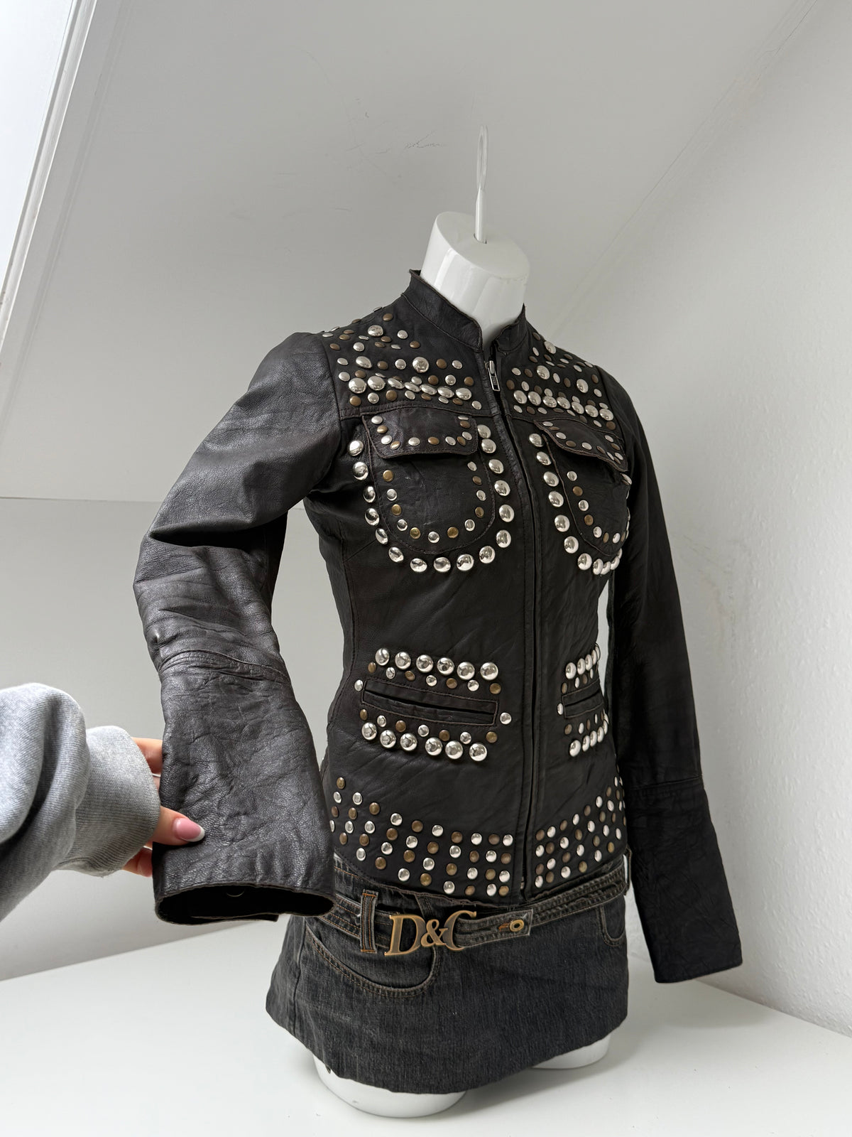 Allsaints Leather Studded Jacket (UK8)