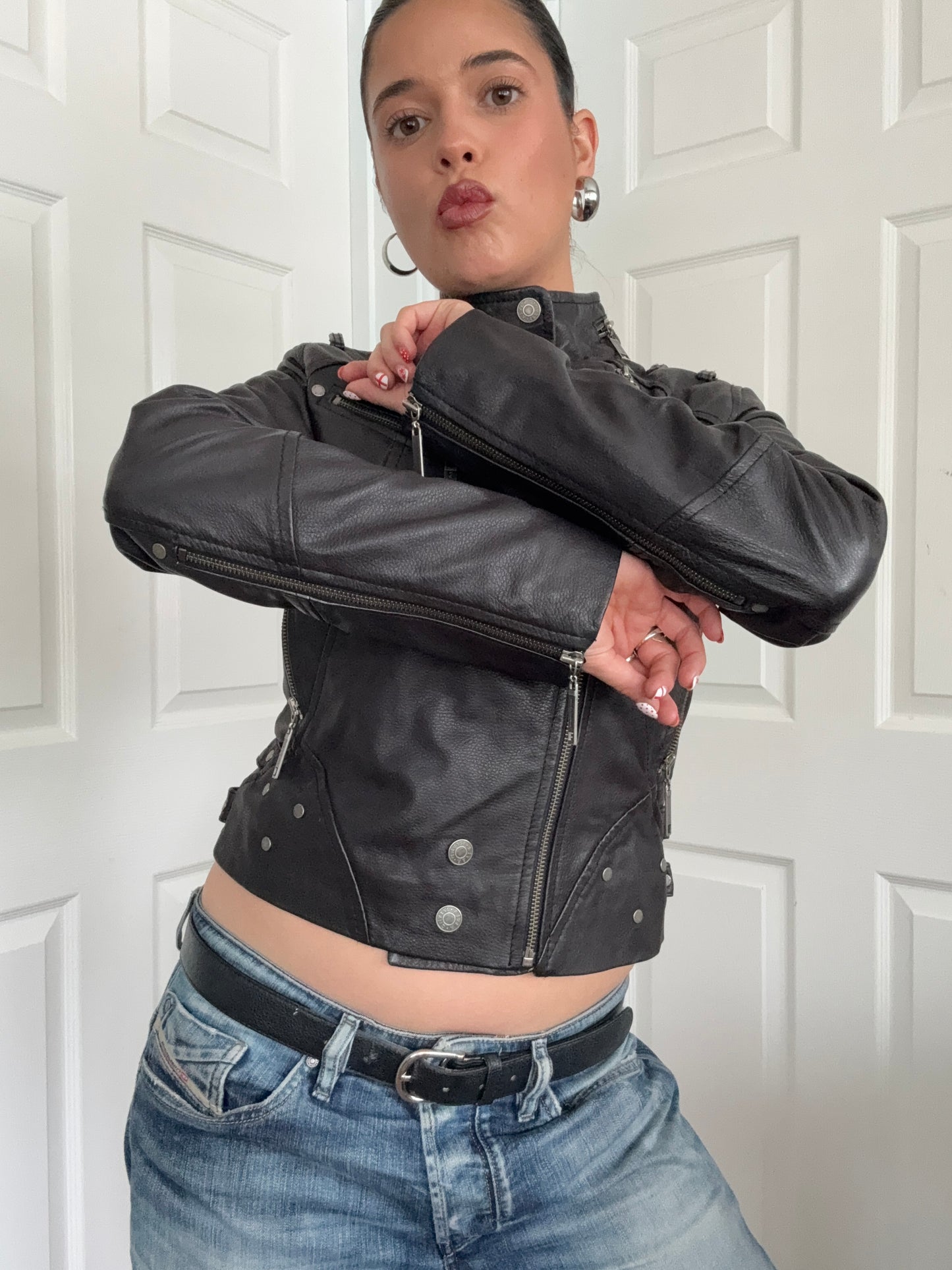 Leather Biker Jacket (UK10)