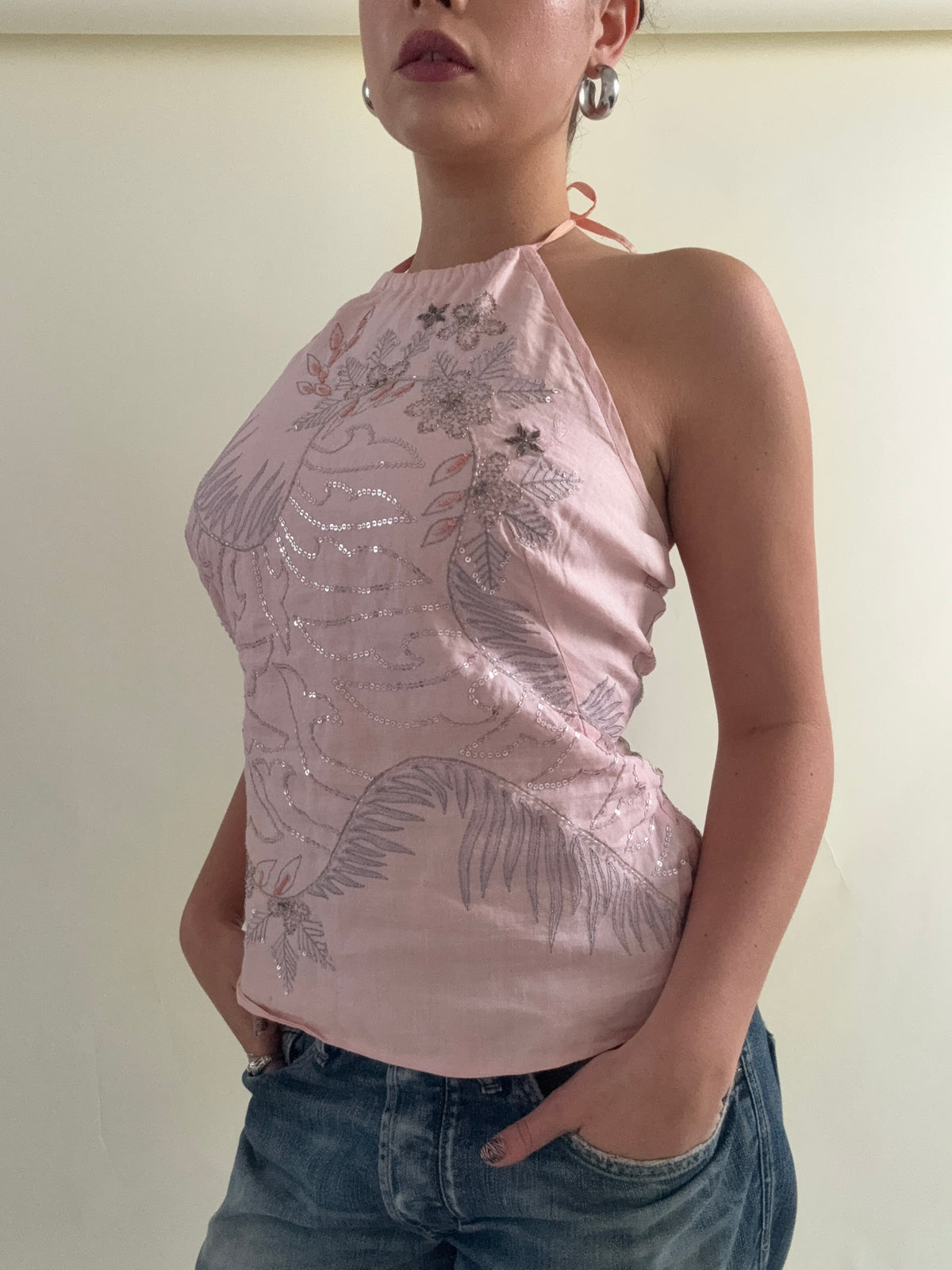 French Connection Sequin Halter-neck Top (UK12)