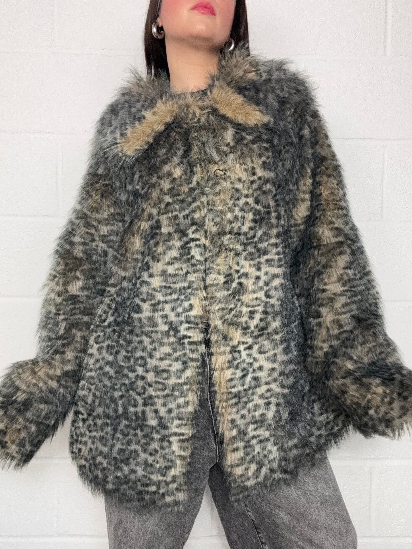 Jane Norman Leopard Faux Fur Jacket (UK14)