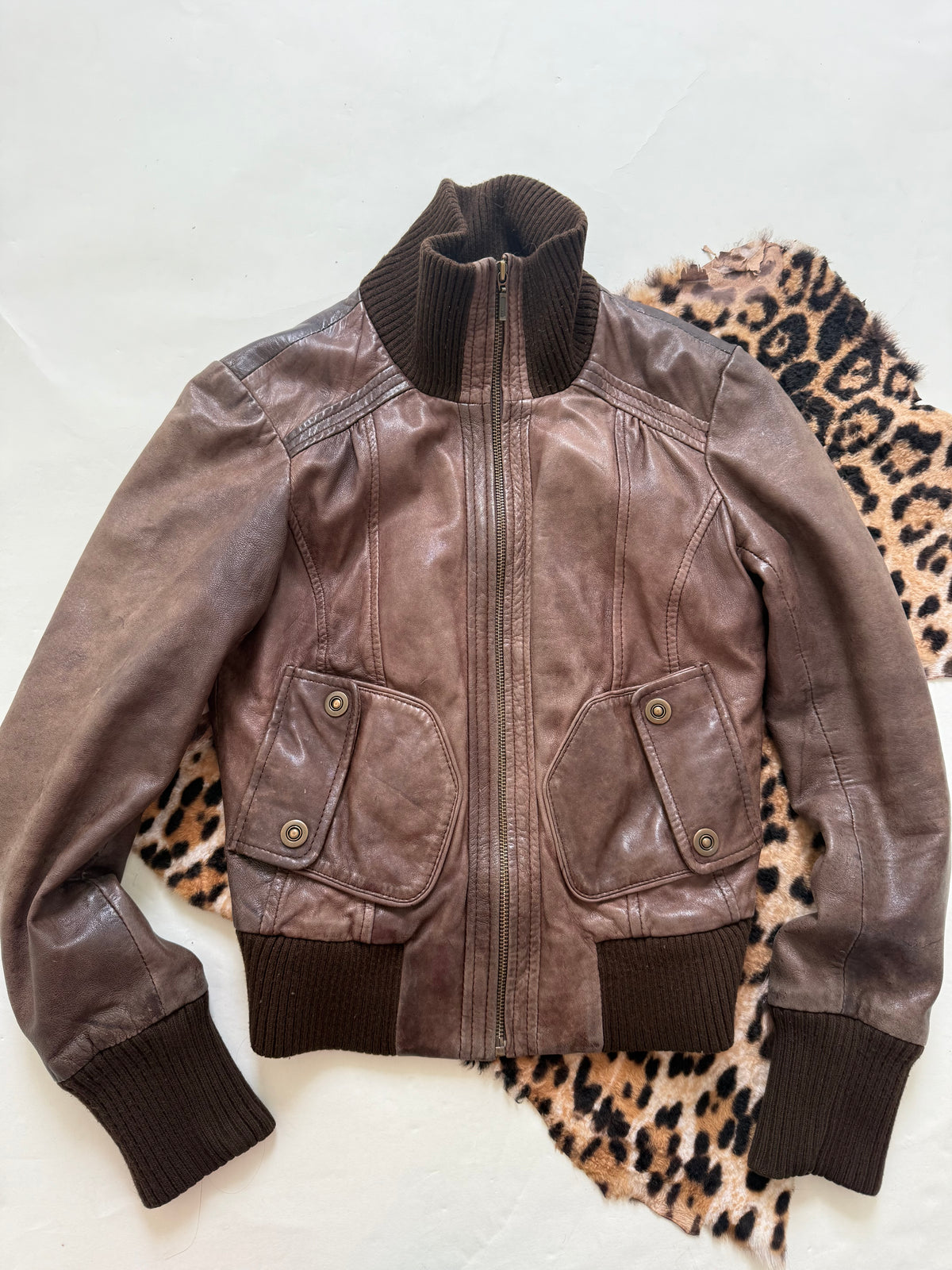 Vintage Brown Leather Jacket (UK10)