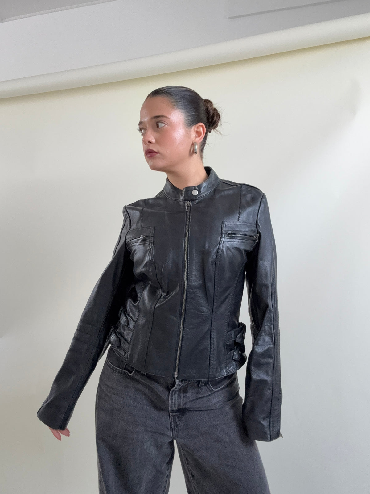 Vintage Fitted Leather Buckle Jacket (UK12)