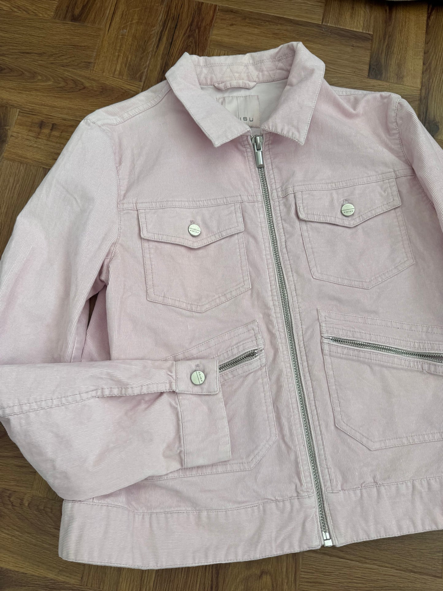 Pink Corduroy Cargo Jacket (M)