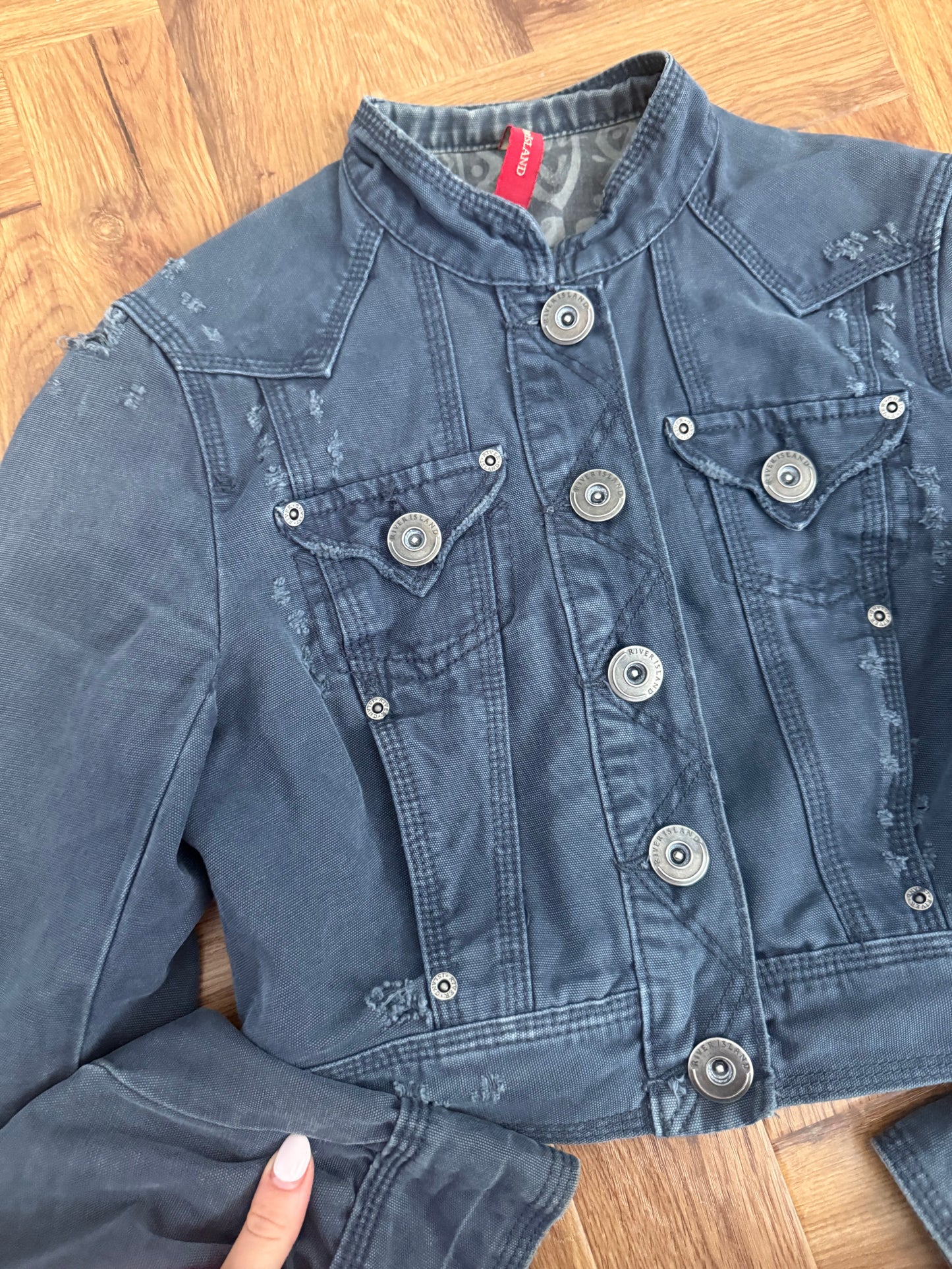Cropped Y2K Distressed Jacket (UK8)
