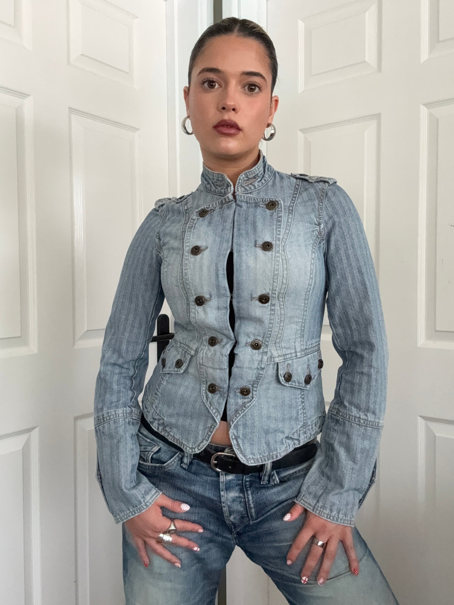 Karen Millen Denim Pinstripe Jacket (UK10)