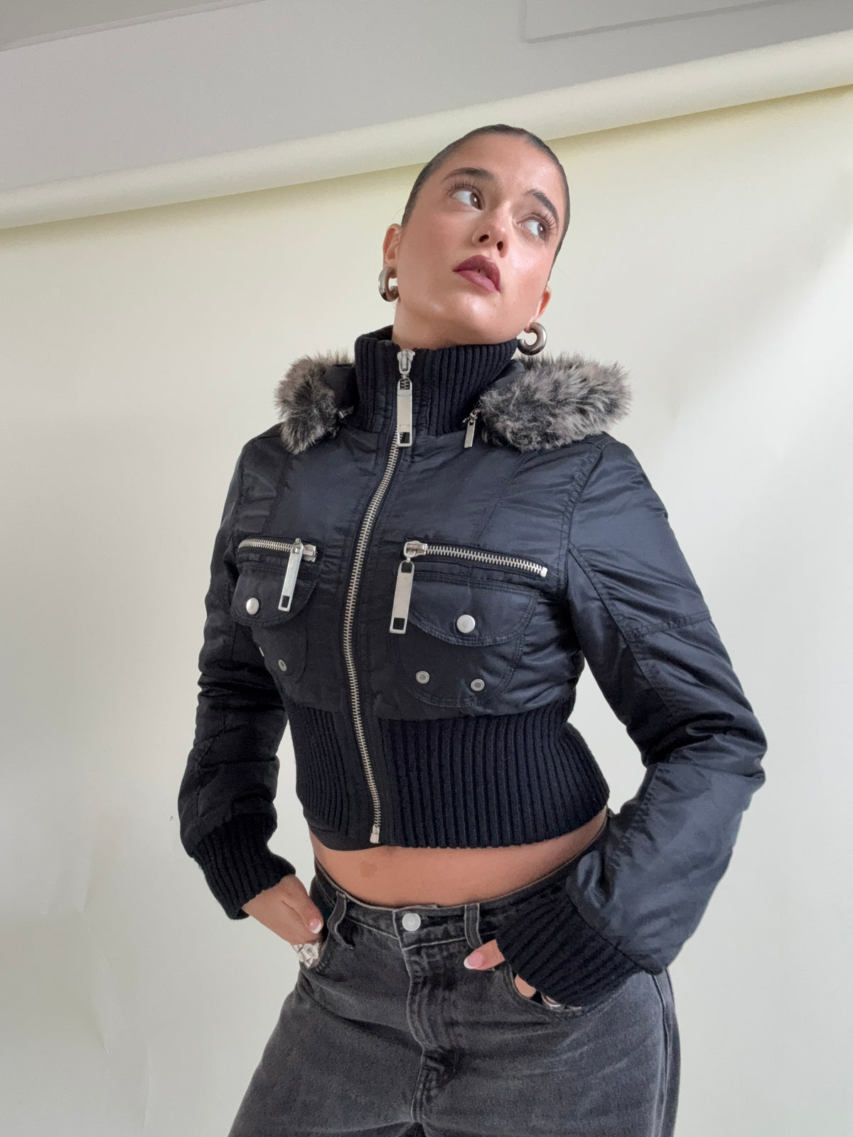 Y2K Fitted Puffer Jacket (UK8)