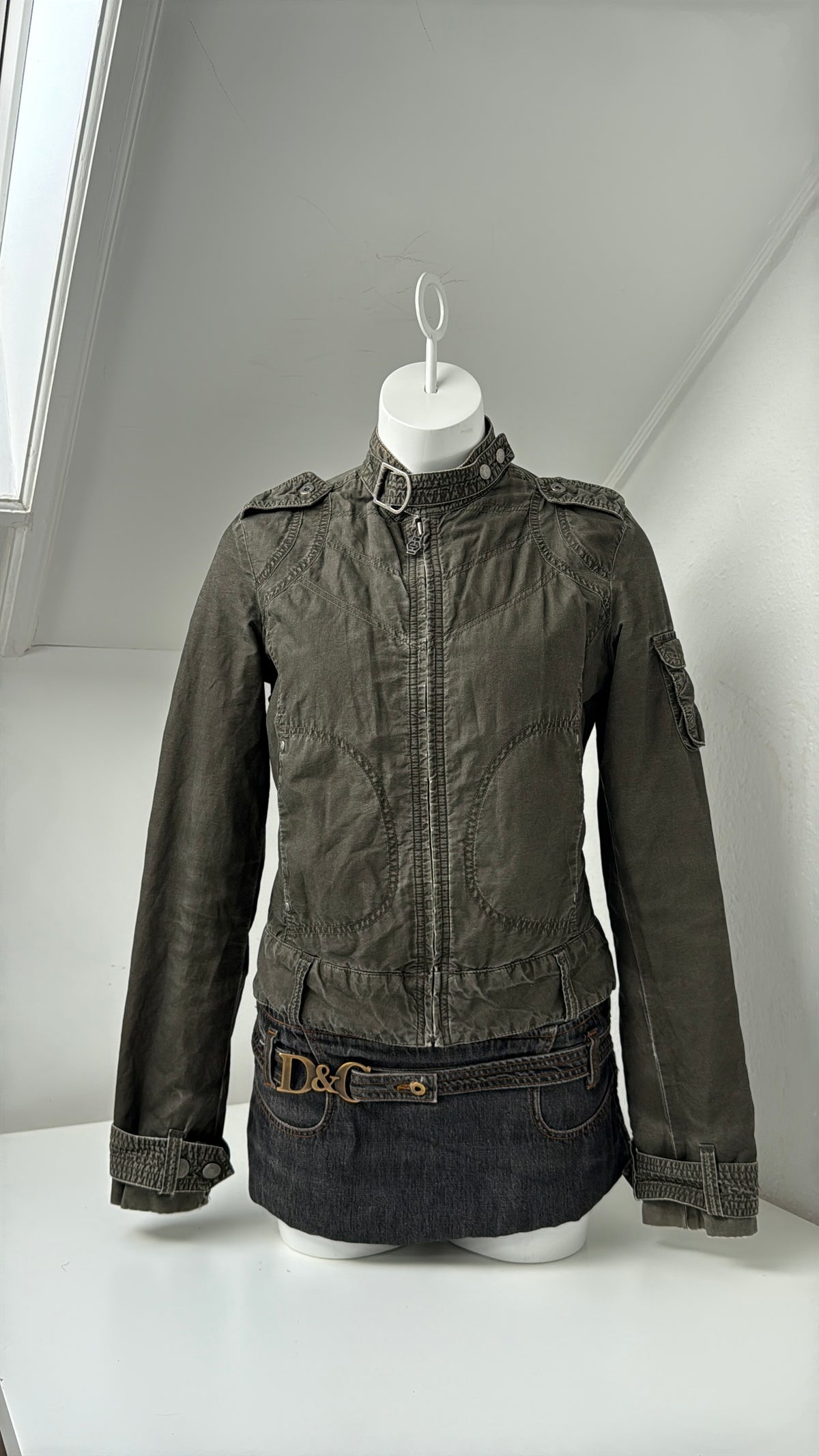 Diesel Khaki Vintage Biker Jacket (M)