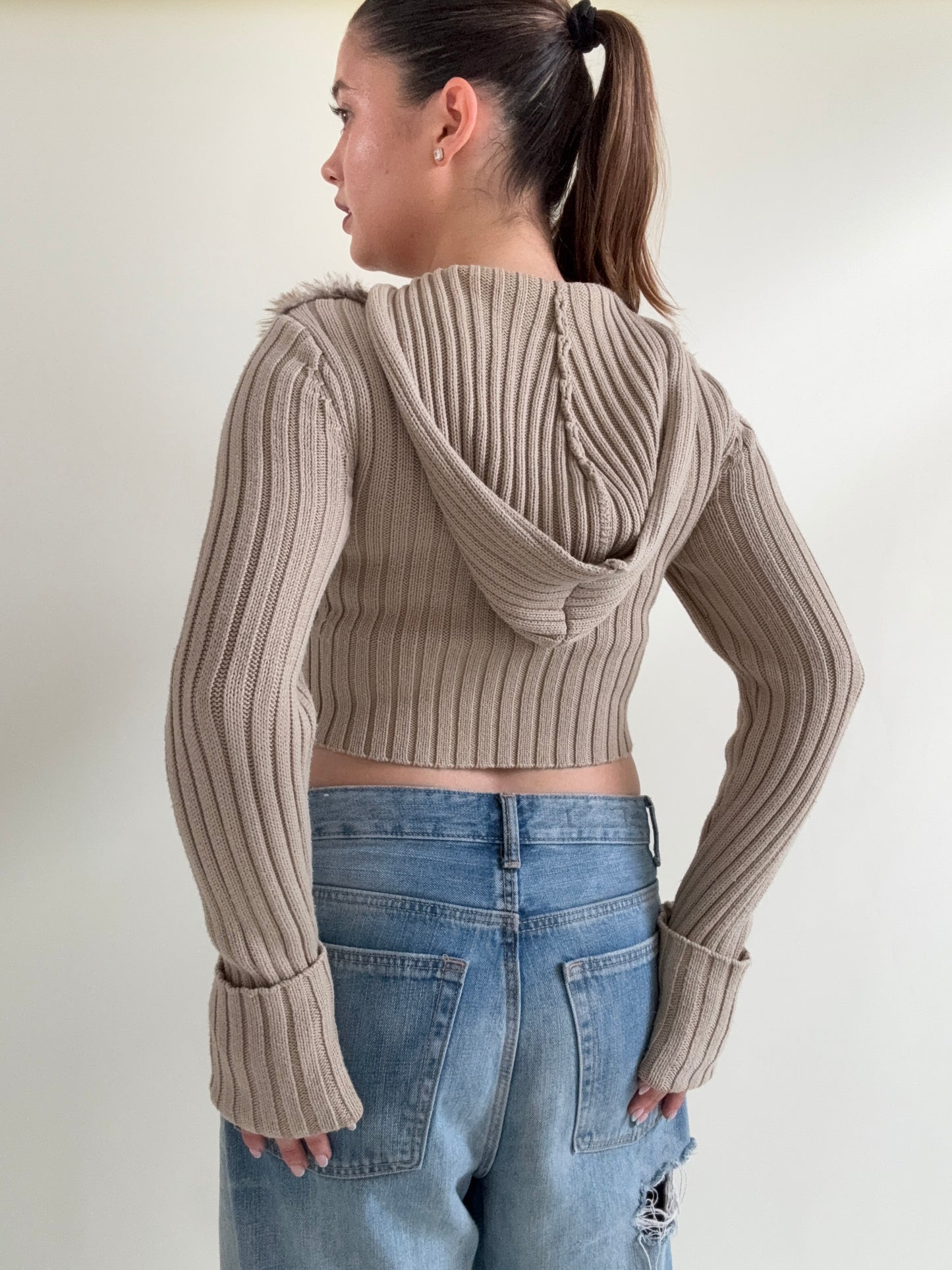 DKNY Faux Fur Cropped Jumper (S)