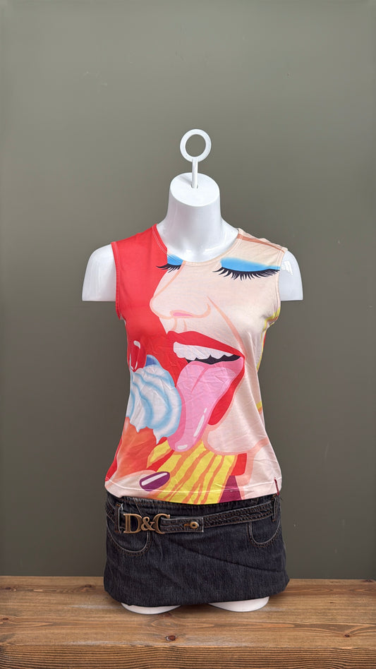 Miss Sixty Graphic Print Vest (L)