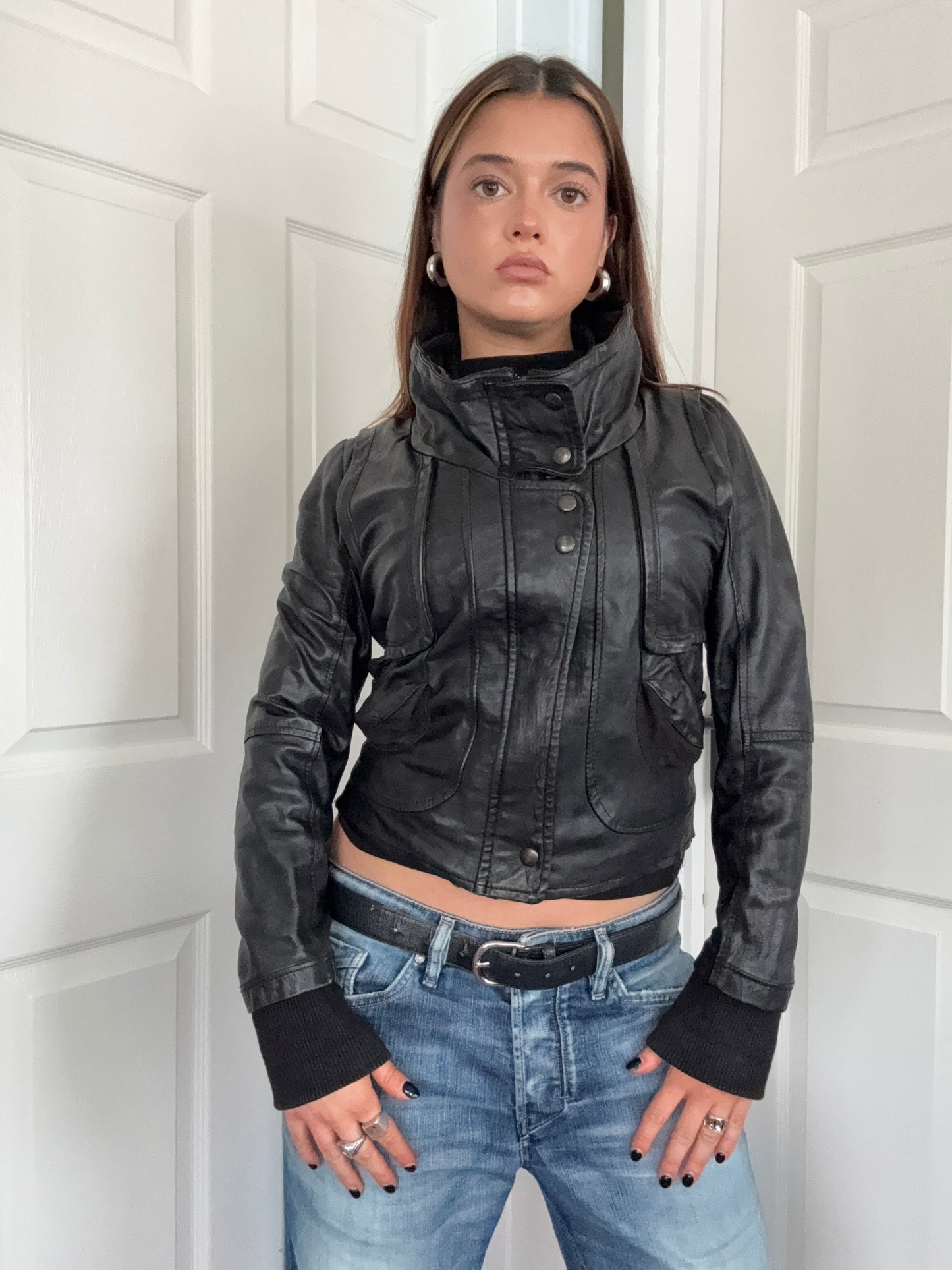 Morgan De Toi Leather Bomber Jacket (S)