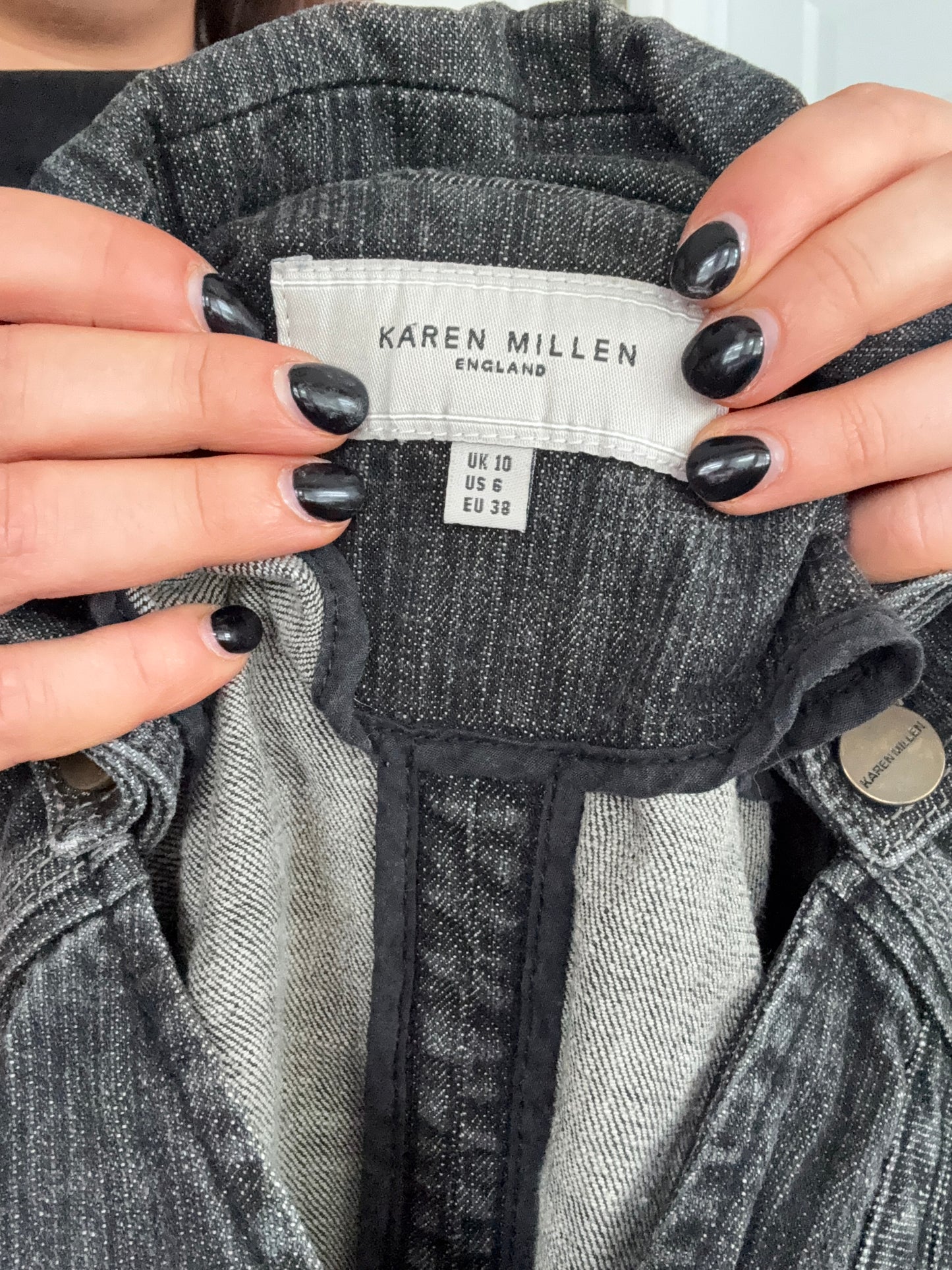 Karen Millen Fitted Denim Military Jacket (UK10)