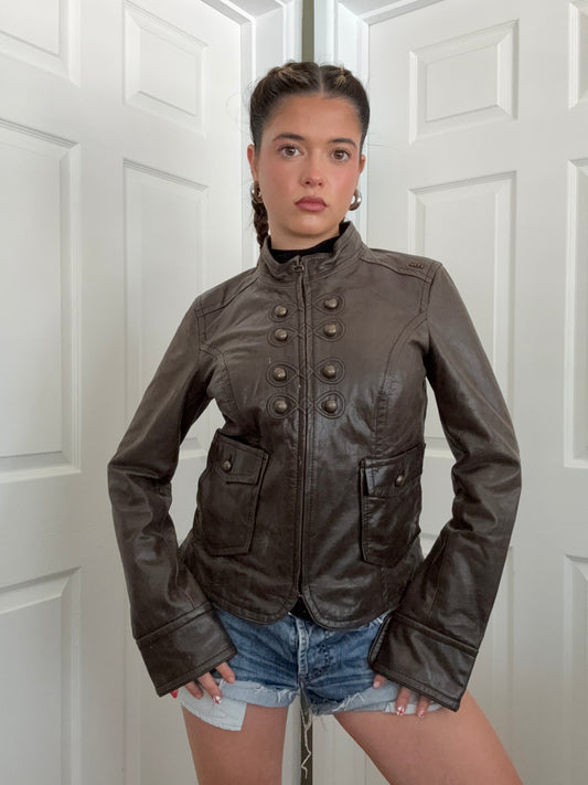 Miss Sixty Leather Military Jacket (M)