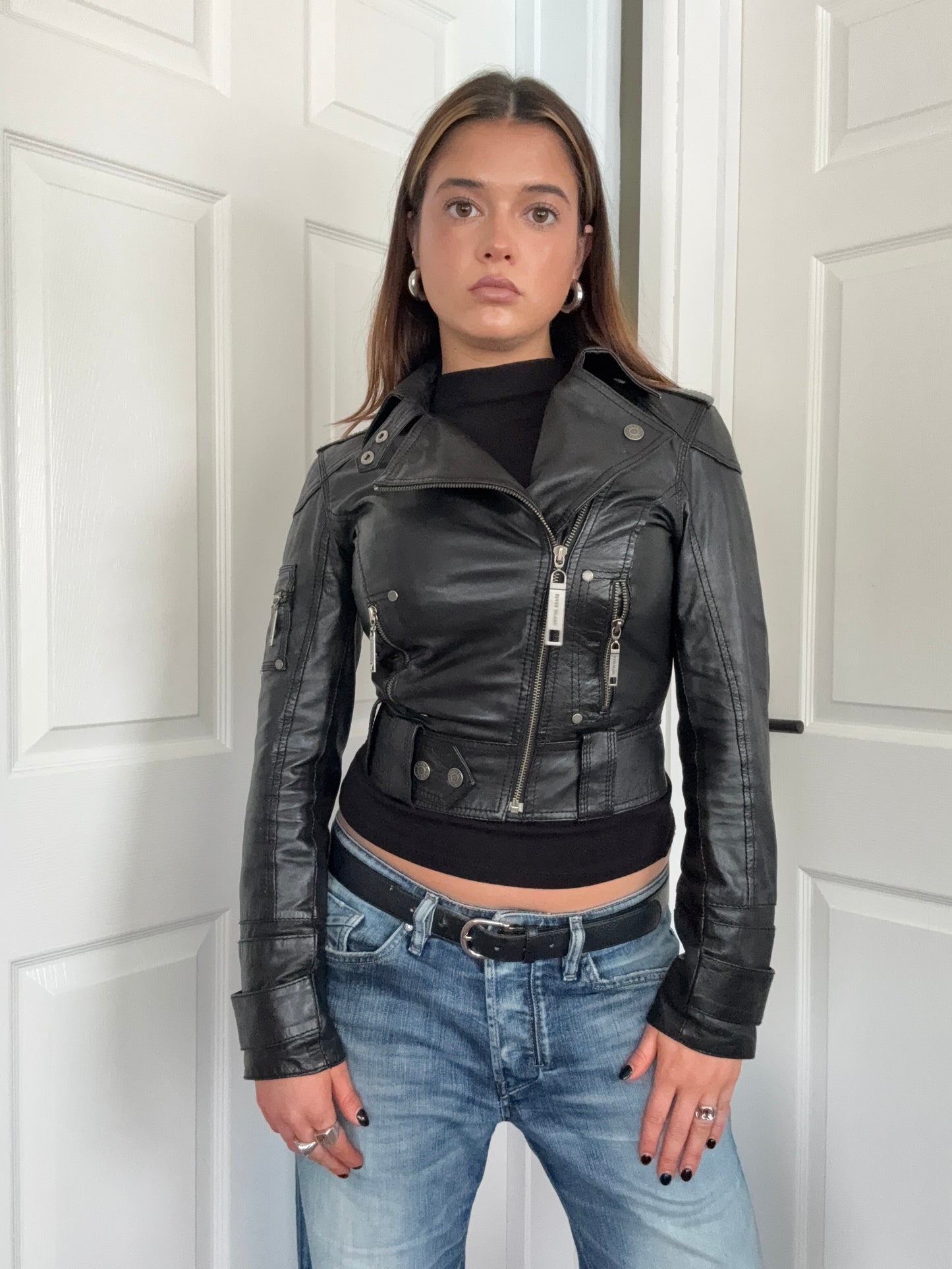 Leather Biker Jacket (UK8)