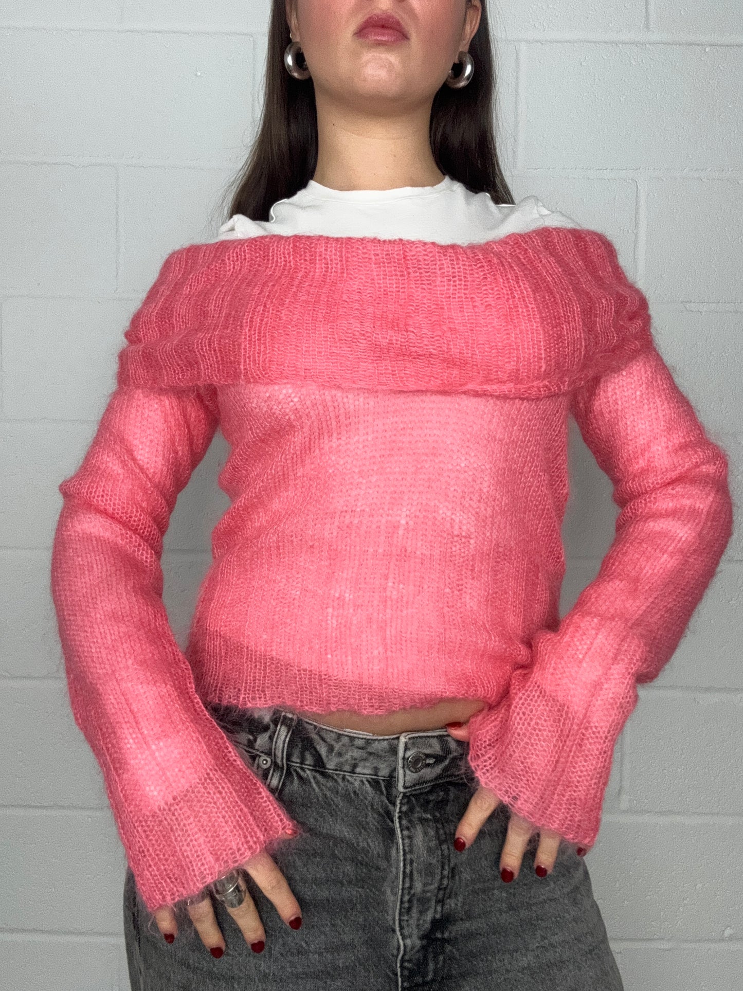 French Connection Pink Mohair Jumper (S)