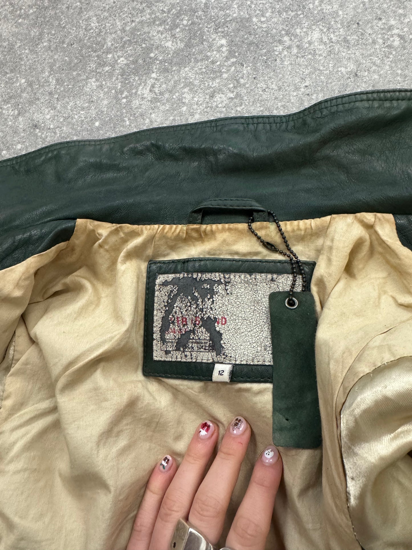 Vintage Green Leather Jacket (UK8)