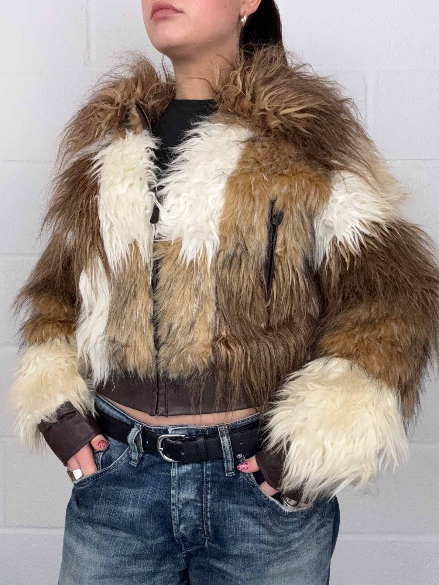 Hooch Faux Fur Patchwork Jacket (UK10)